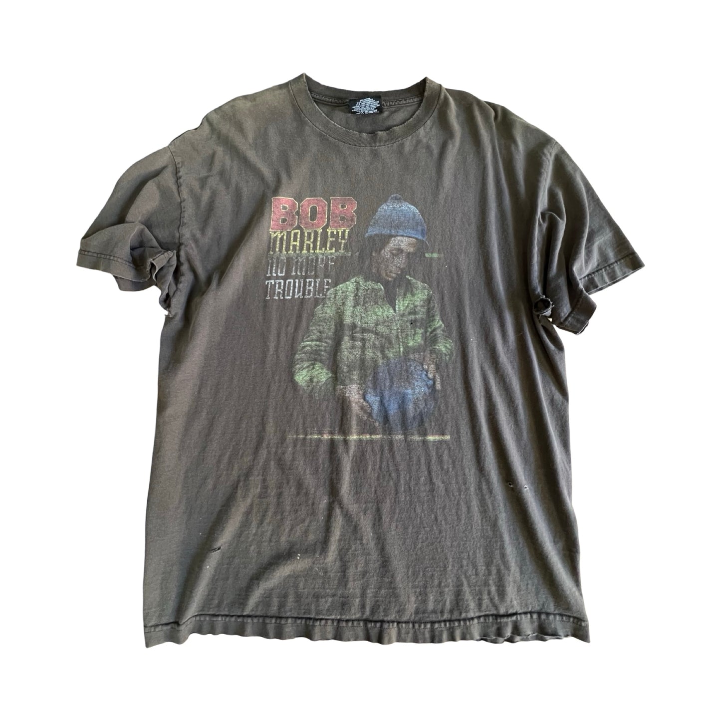 Vintage 90’s Bob Marley No More Trouble Distressed Double Sided Tee XL