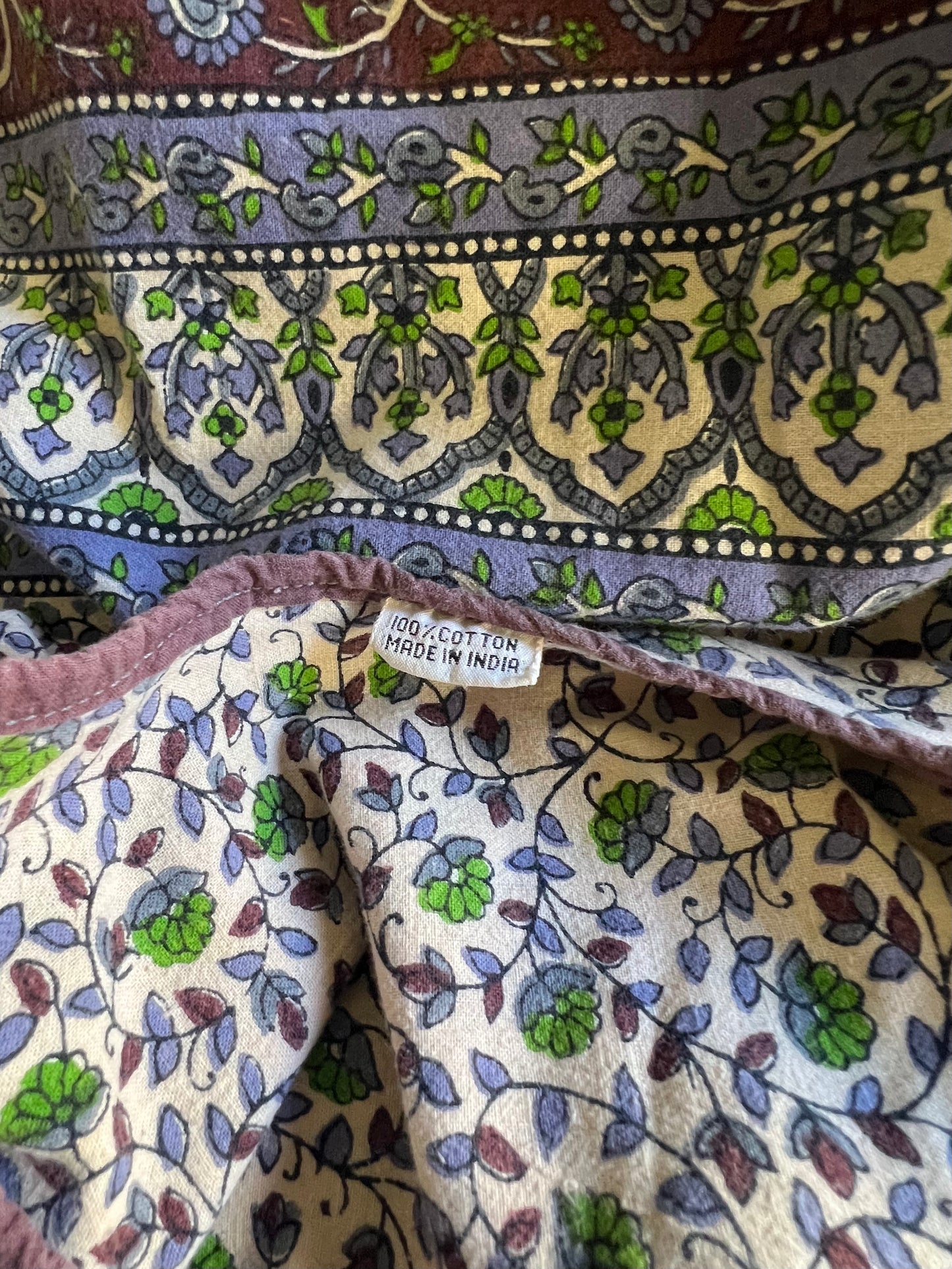 Vintage 70’s India Block Print Cotton Bohemian Blouse S/M
