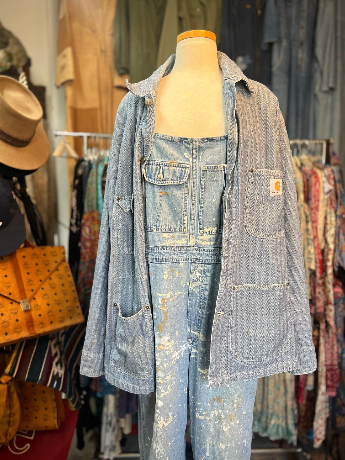 Rare 1994 Carhartt Herringbone Denim Chore Coat XL/XXL
