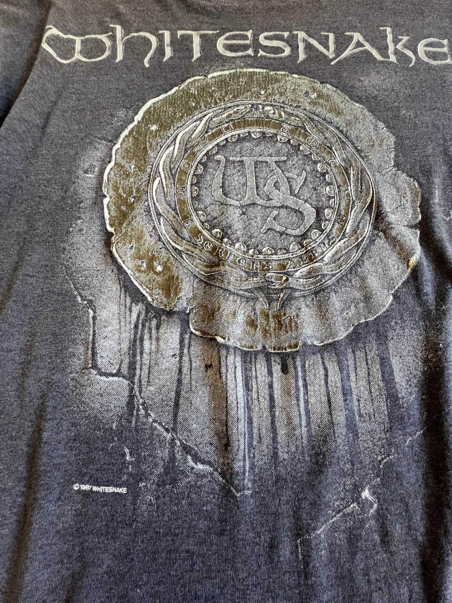 Vintage Whitesnake 1987 Single Stitch Double Sided Rock Tee Worn To Perfection L