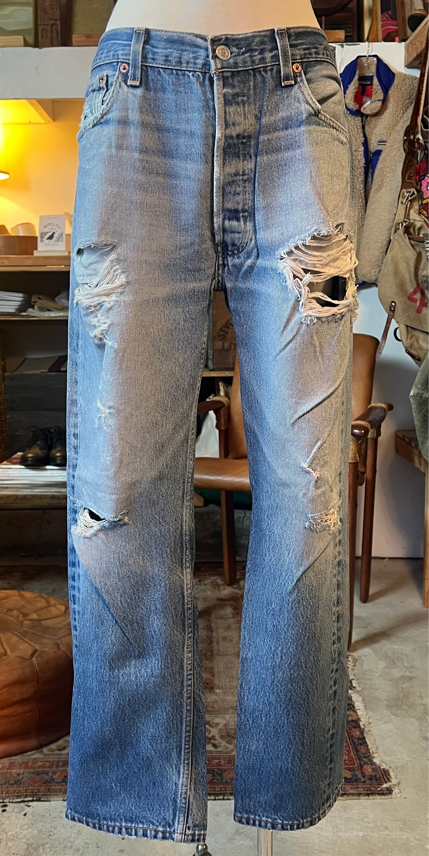 Vintage Distressed Levi’s Button Fly 501’s 34 X 28.5