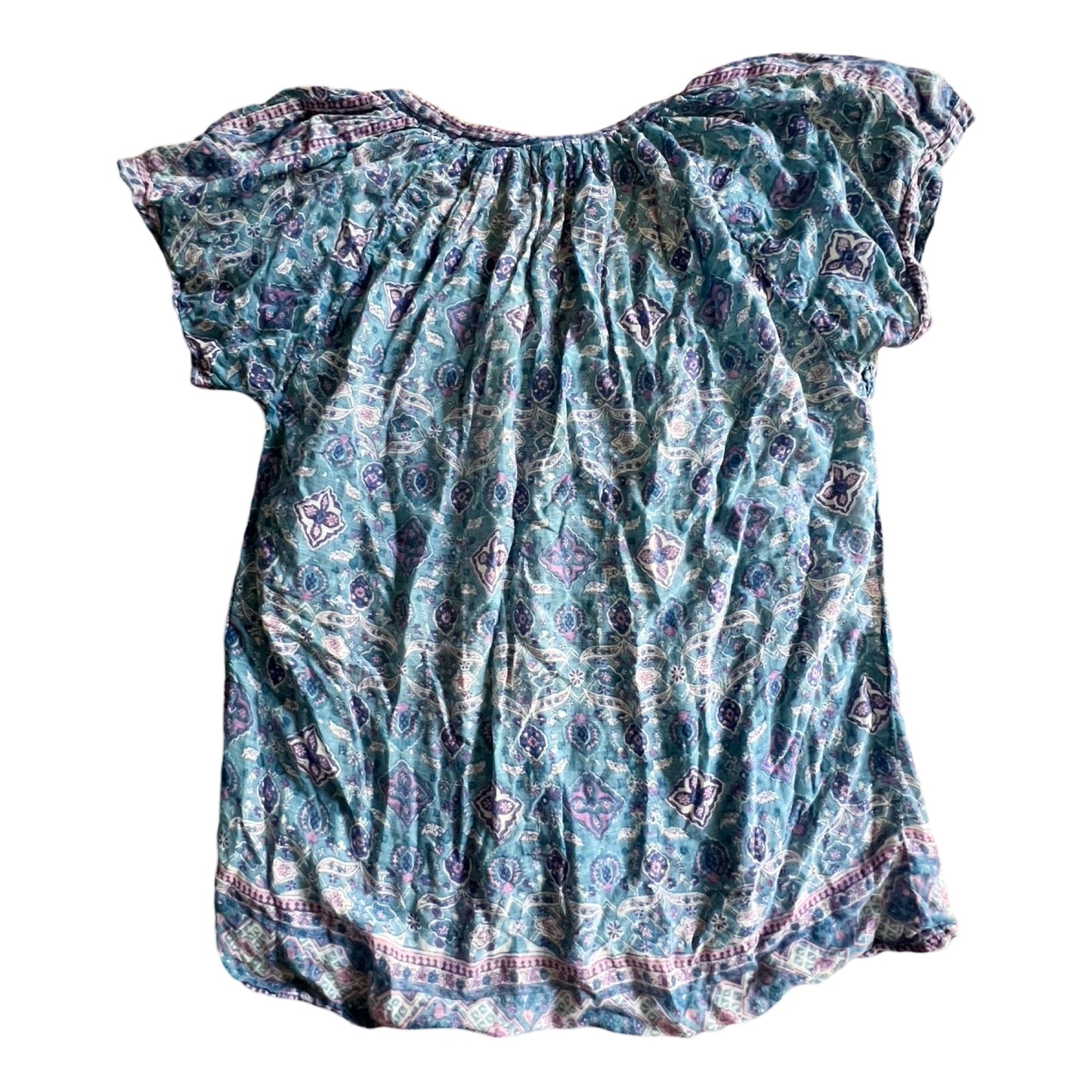 Rare Vintage 70’s India Gauze Block Print Cap Sleeve Top XS