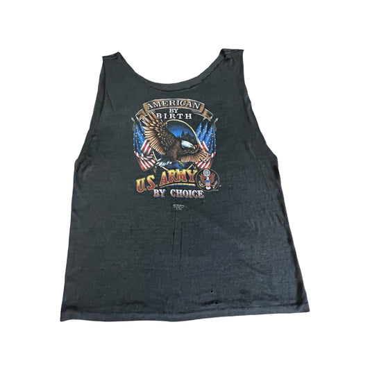 Vintage 1988 “American By Birth US Army By Choice” Cut Off Single Stitch Tank T-Shirt L