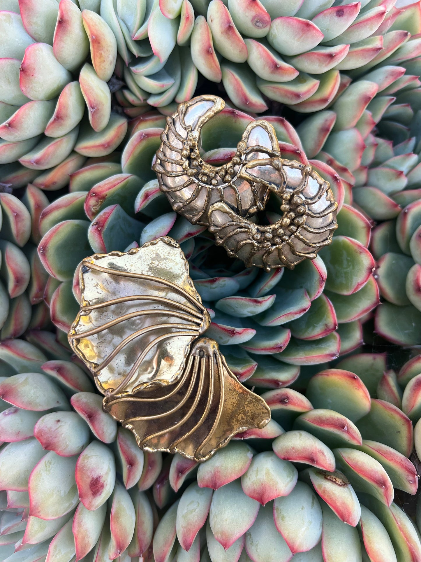 Vintage 80’s Modernist Brass Abstract Earrings