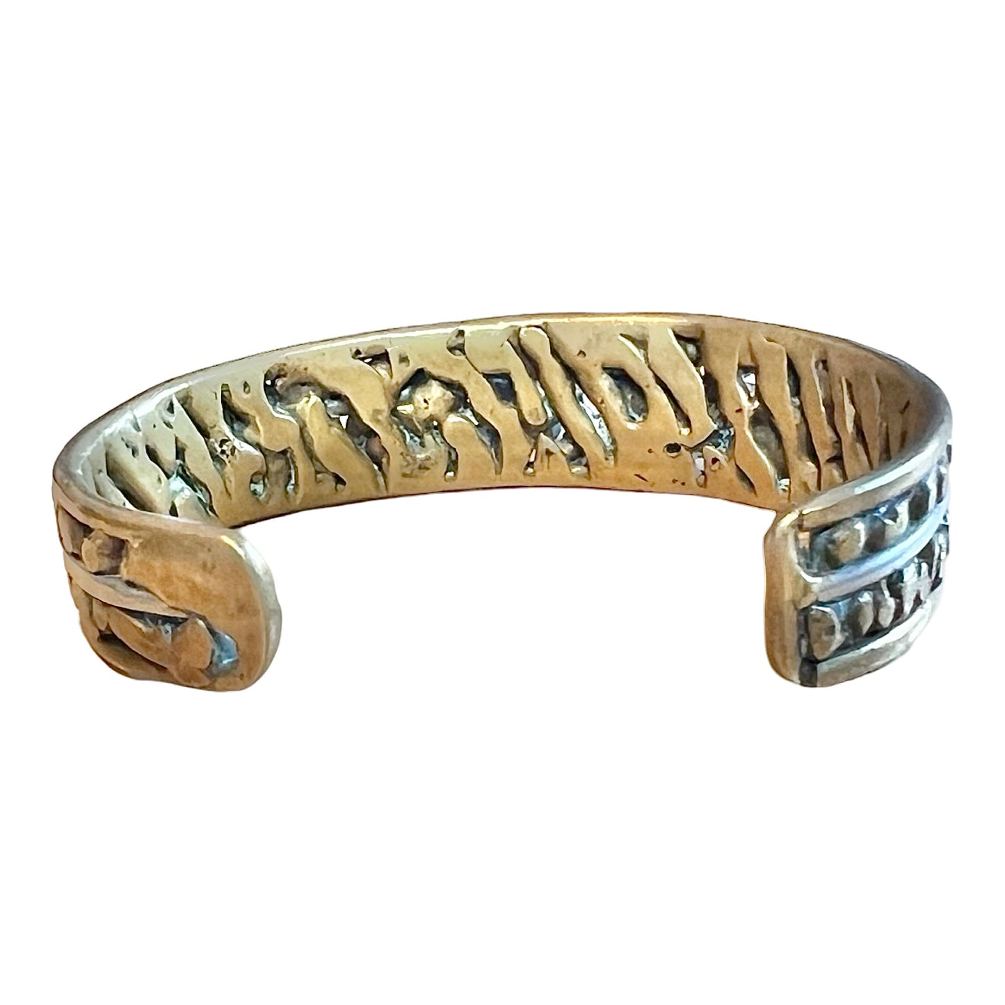 Vintage Modernist Brass, Silver & Copper Mixed Metal Cuff