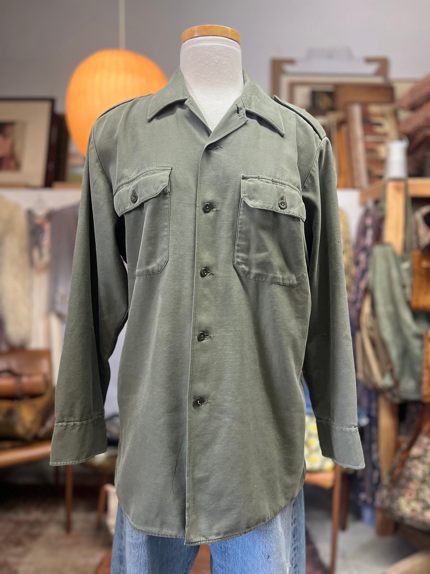 Vintage Army Shirt Jacket Military Uniform L