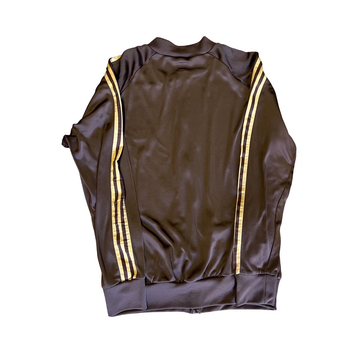 Vintage 90’s Adidas Trefoil Warmup Track Jacket Brown & Gold 3 Stripe Zip Front XL