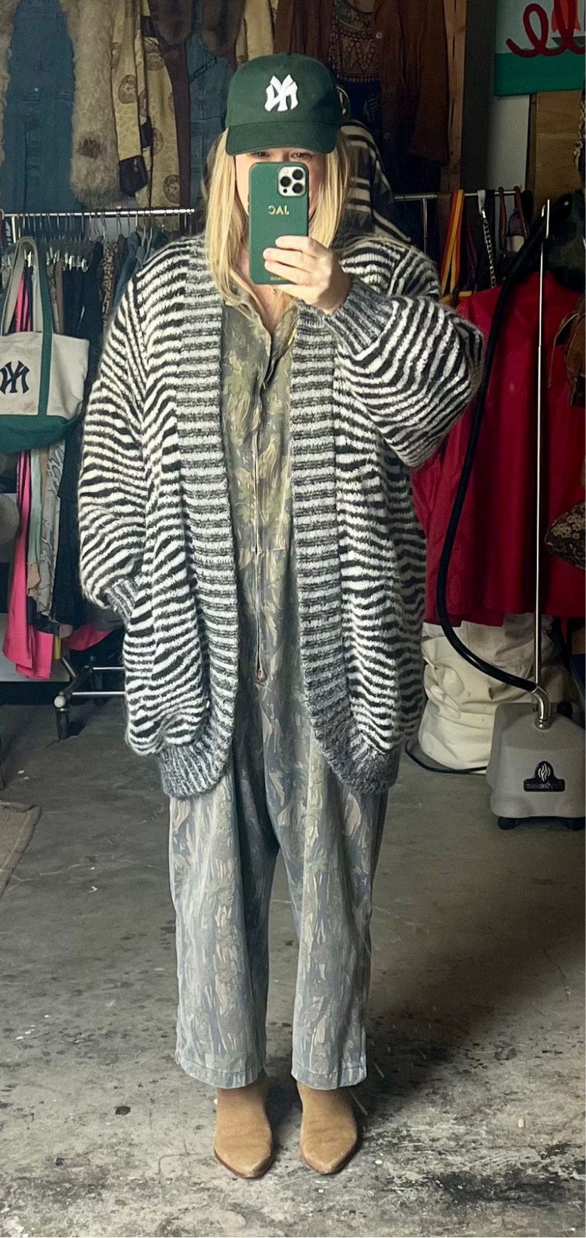 Vintage 80’s Zebra Stripe Sweater Coat Eugenia by Angenie L