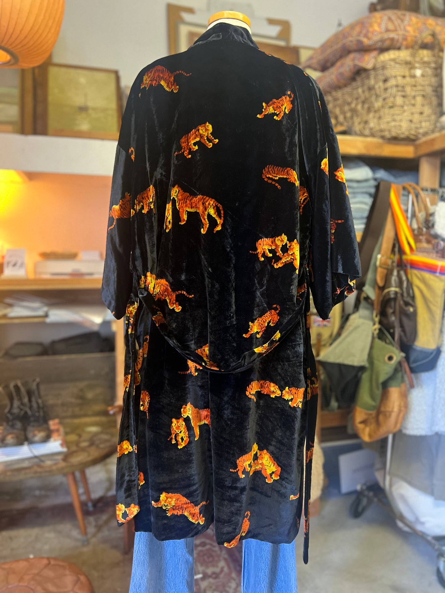 Rare Vintage 80’s Dunhill Velvet Tiger Print Robe Smoking Jacket