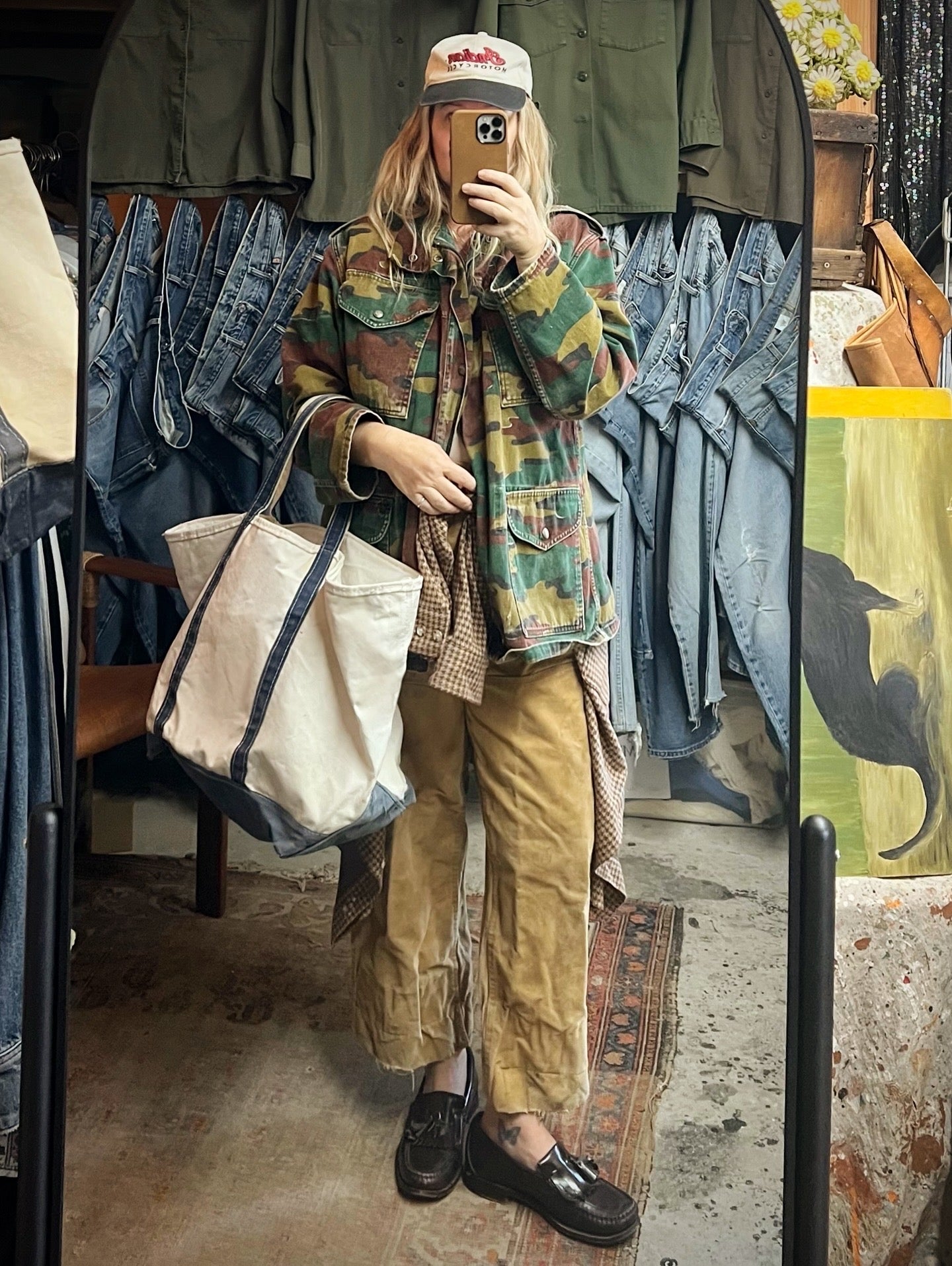 Vintage 90’s Willis & Geiger Oversized Houndstooth Button Down XL