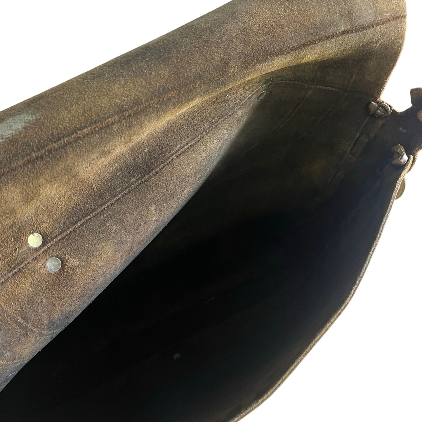 Gorgeous 70’s Vintage Handmade Tooled Leather Messenger Bag Sherpa Lined Removable Strap