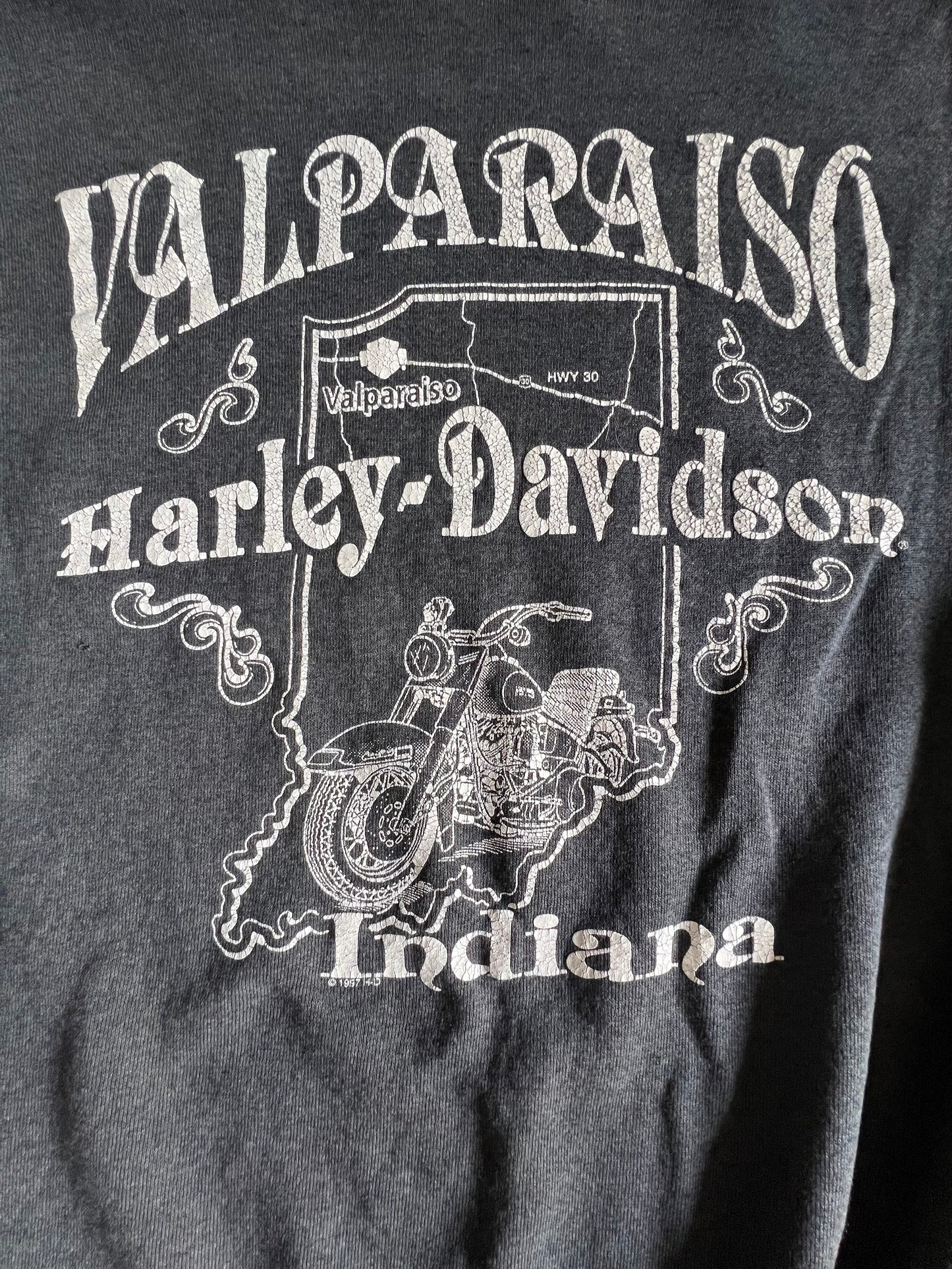 Vintage 80’s/90’s Distressed Harley Logo Sweatshirt Indiana XL