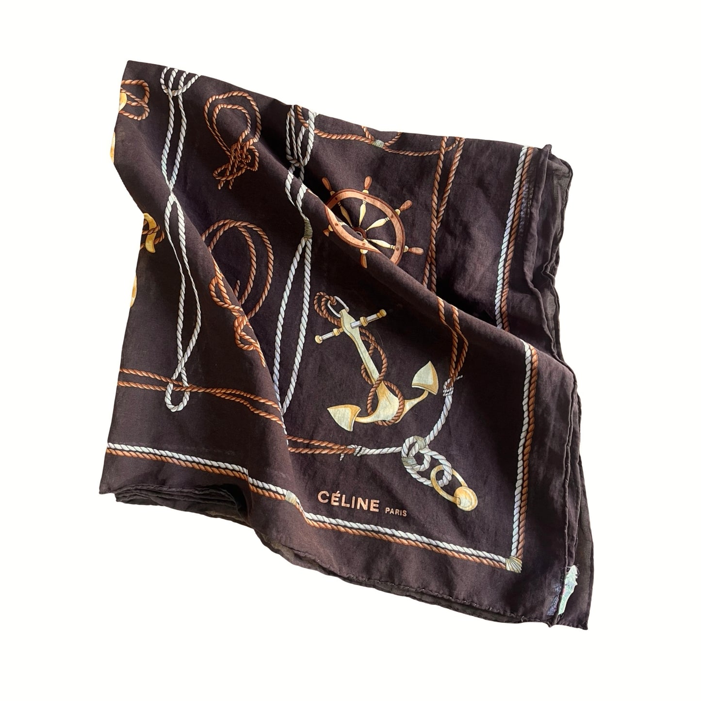 Vintage Celine Paris Nautical Theme Scarf