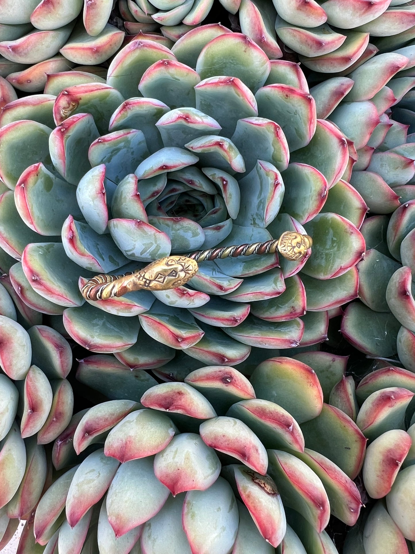 Vintage 1980’s Twisted Mixed Metal Adjustable Cuff w/ Snake Heads