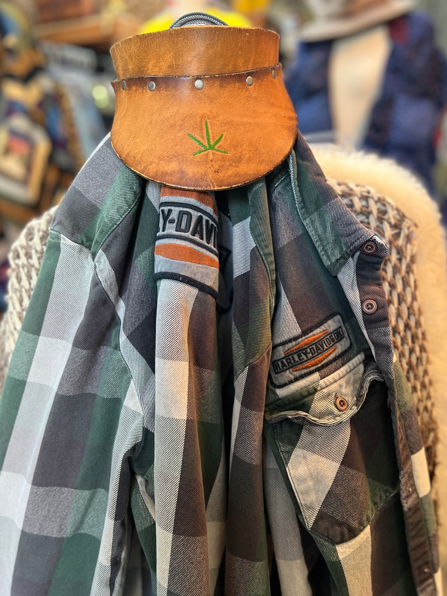 Vintage Faded & Heavily Distressed Heavyweight Harley Davidson Flannel XXL
