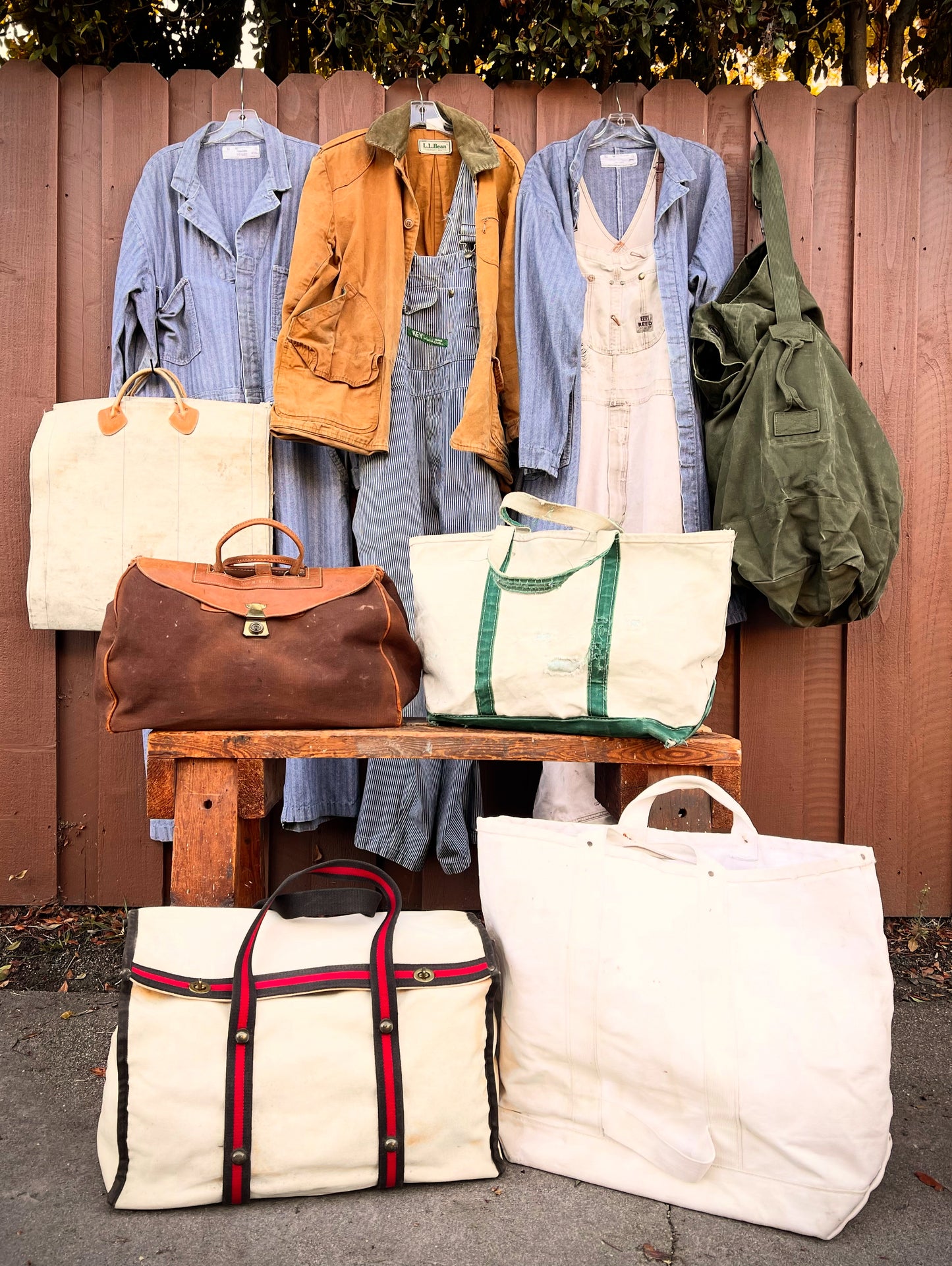 Vintage 1980’s LL Bean Firewood Carrier Tote Leather Handles