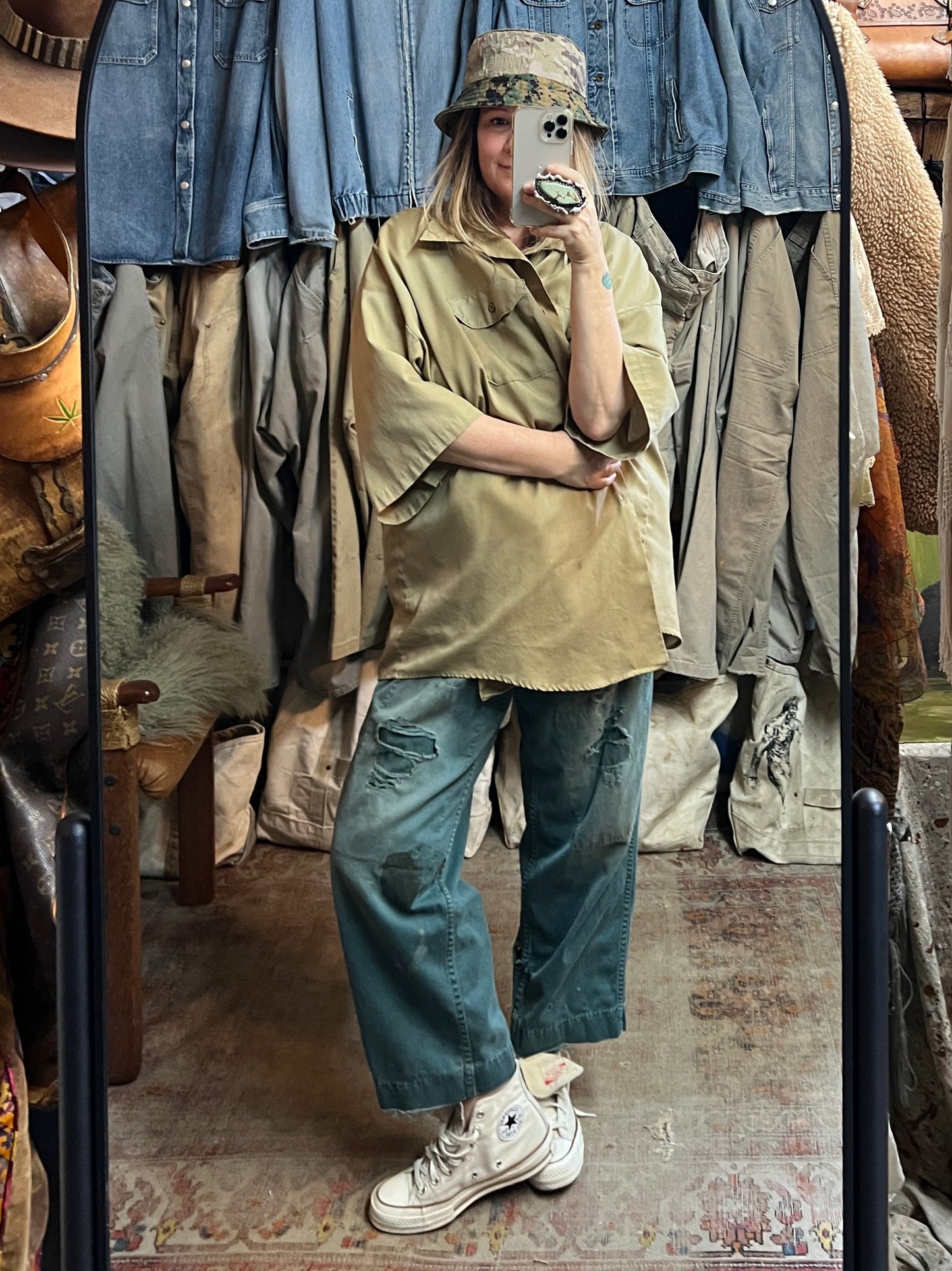 Vintage 1950’s Big Mac Sanforized Heavily Distressed w/ Original Repairs Work Pants