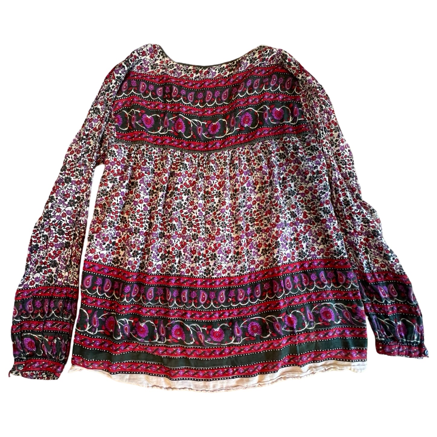 Vintage 70’s India Block Print Sheer Cotton Gauze Bohemian Blouse