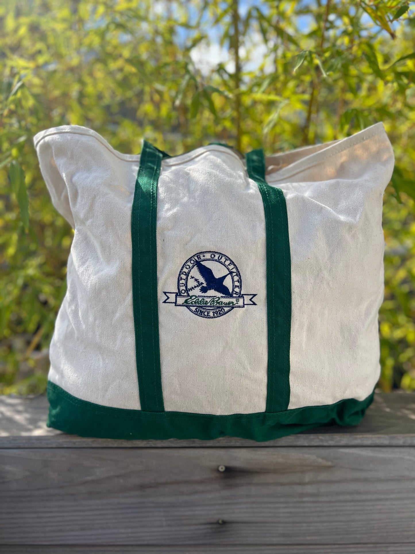 Vintage 80’s/90’s Classic Eddie Bauer Logo Canvas Tote XL