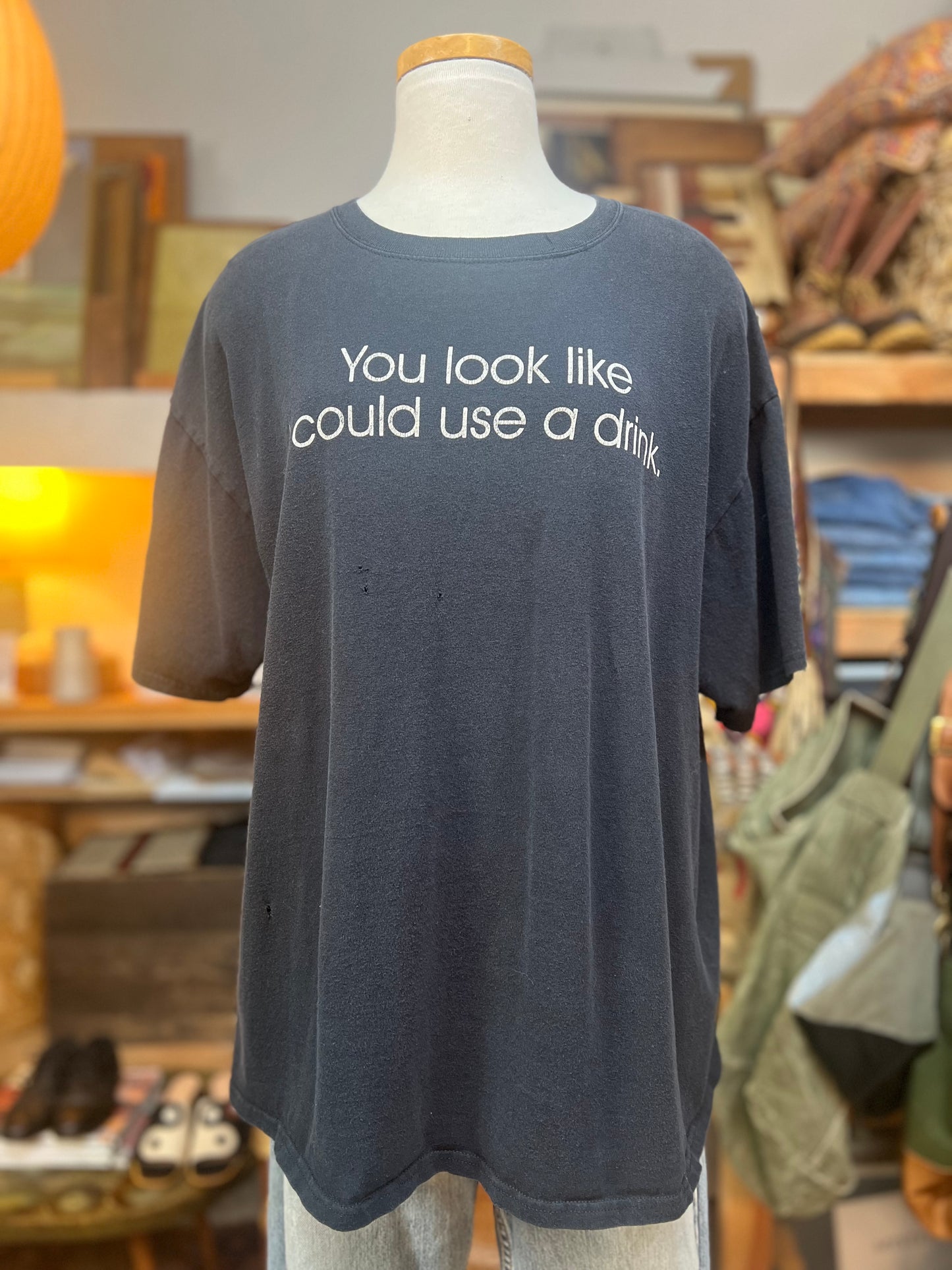 Vintage 90’s Spencer’s You Look Like I Could Use A Drink Tee XXL