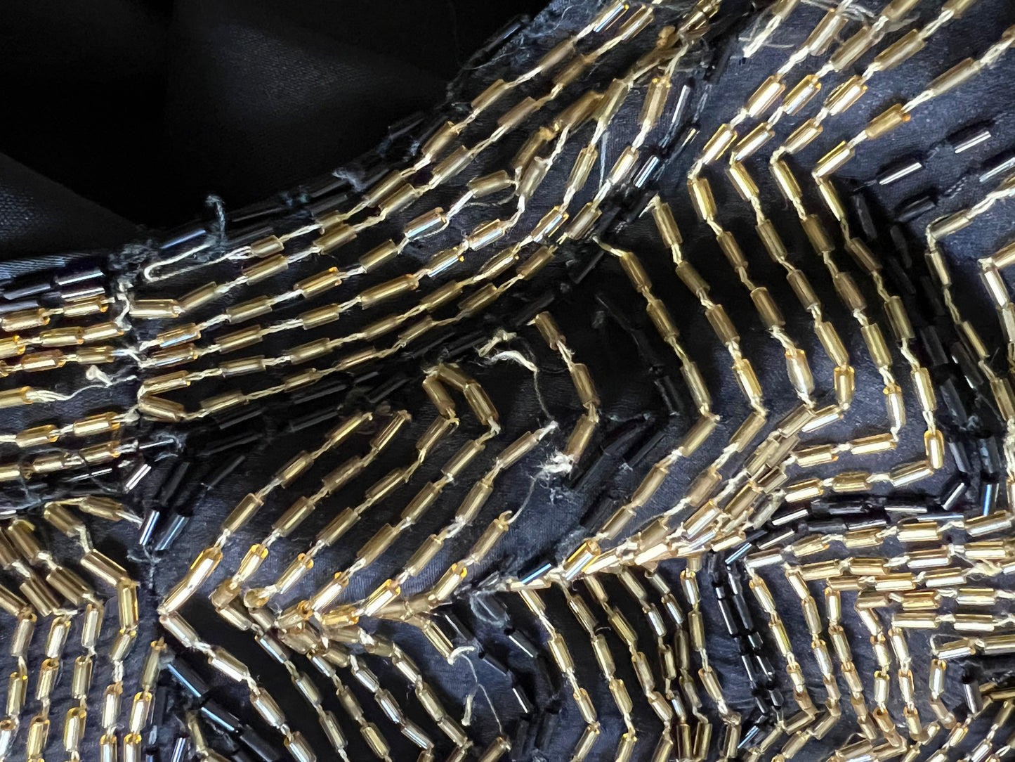Vintage 70’s Stenay Silk & Sequin Chevron Pattern Jacket Top Made In India