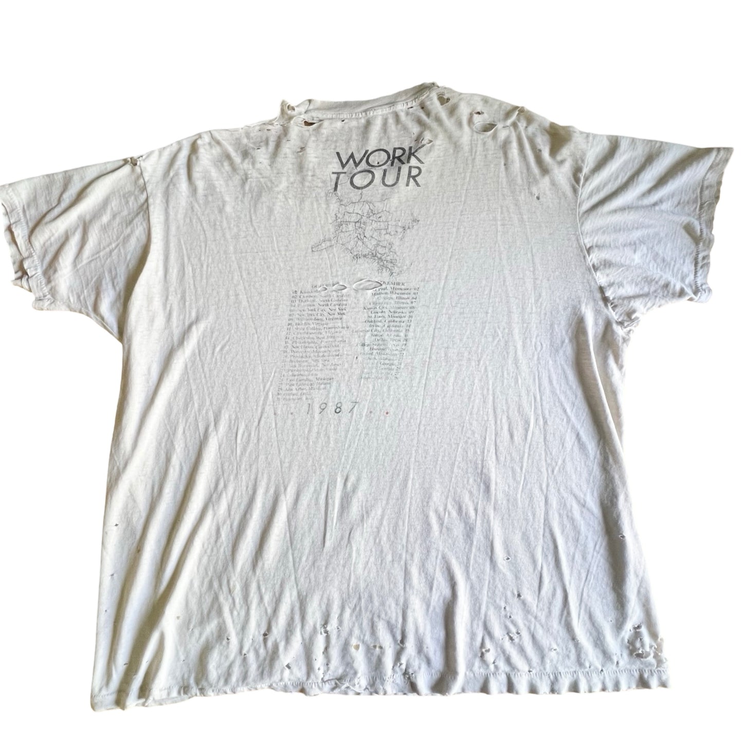 Vintage Thrashed REM Work Tour 1987 T-Shirt Band Rock Tee XXL