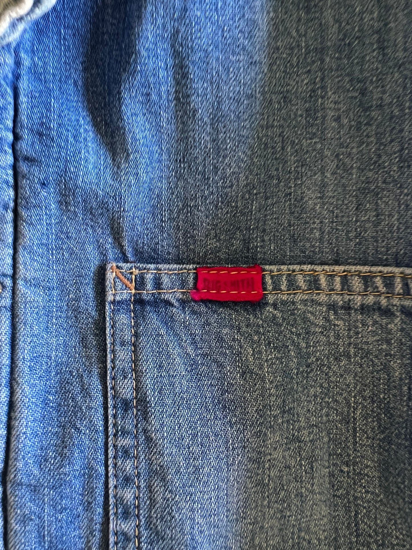Vintage Big Smith Denim Chore Jacket Work Wear Heavily Distressed Boxy Fit XL