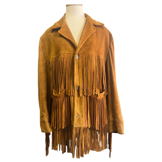 Vintage 60’s Vazquez Suede Fringe Jacket Hecho En Mexico Size 38