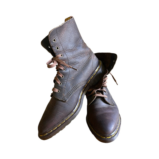 Vintage Rare Dr Martens Alix Boot Air Wair 8 Hole Soft Brown Leather Docs 8.5
