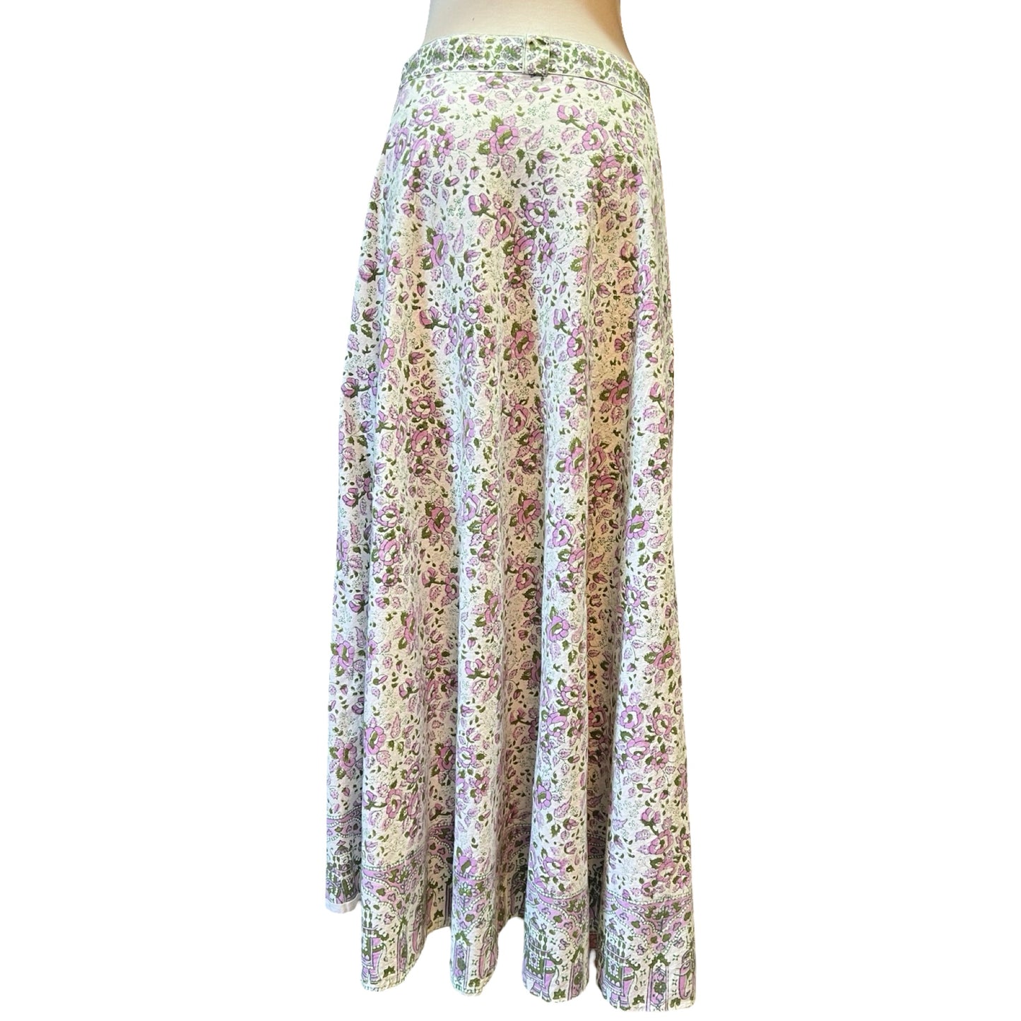 Vintage 70’s India Block Print Floral Maxi Skirt XL