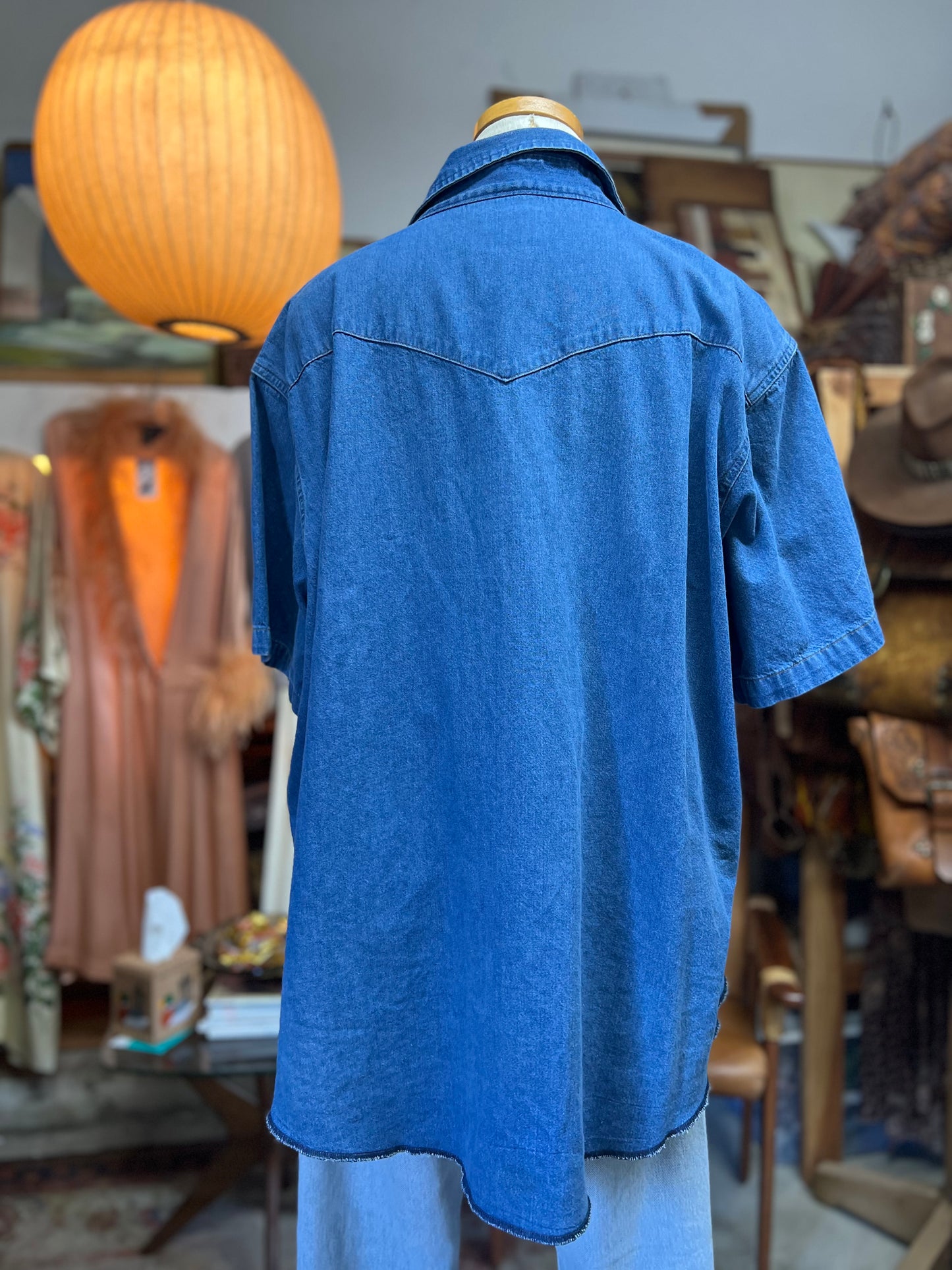 Vintage Wrangler Oversized S/S Pearl Snap Denim Shirt 3XL