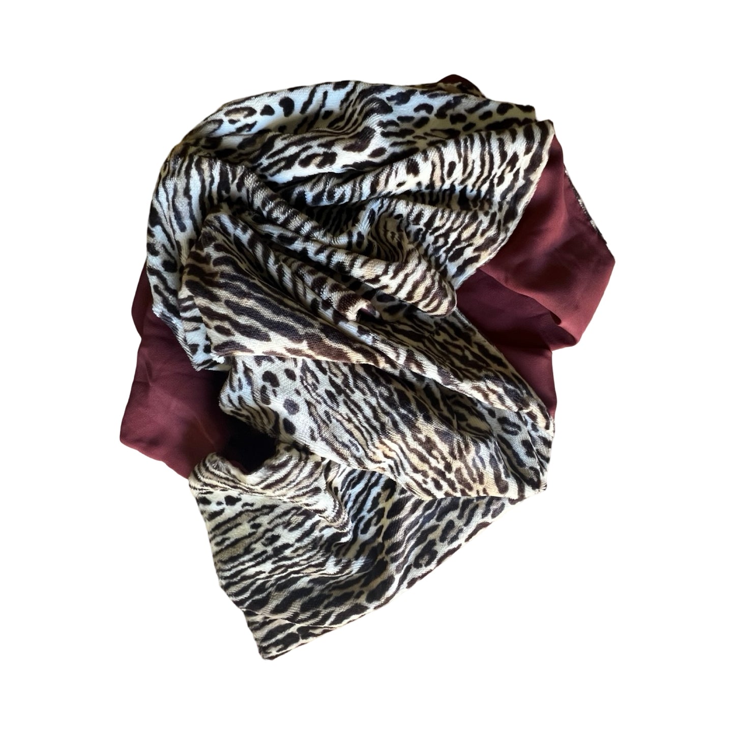 Vintage 60’s Handmade Oversized Velvet & Silk Leopard Print Scarf Shawl