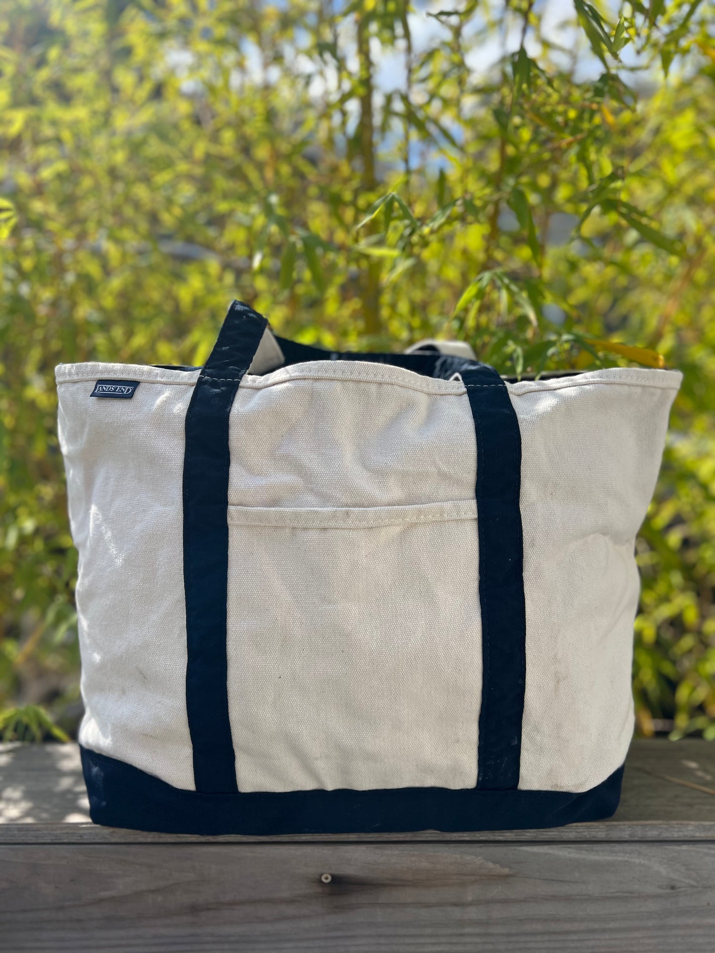 Vintage 90’s Classic Lands End Navy Canvas Tote XL