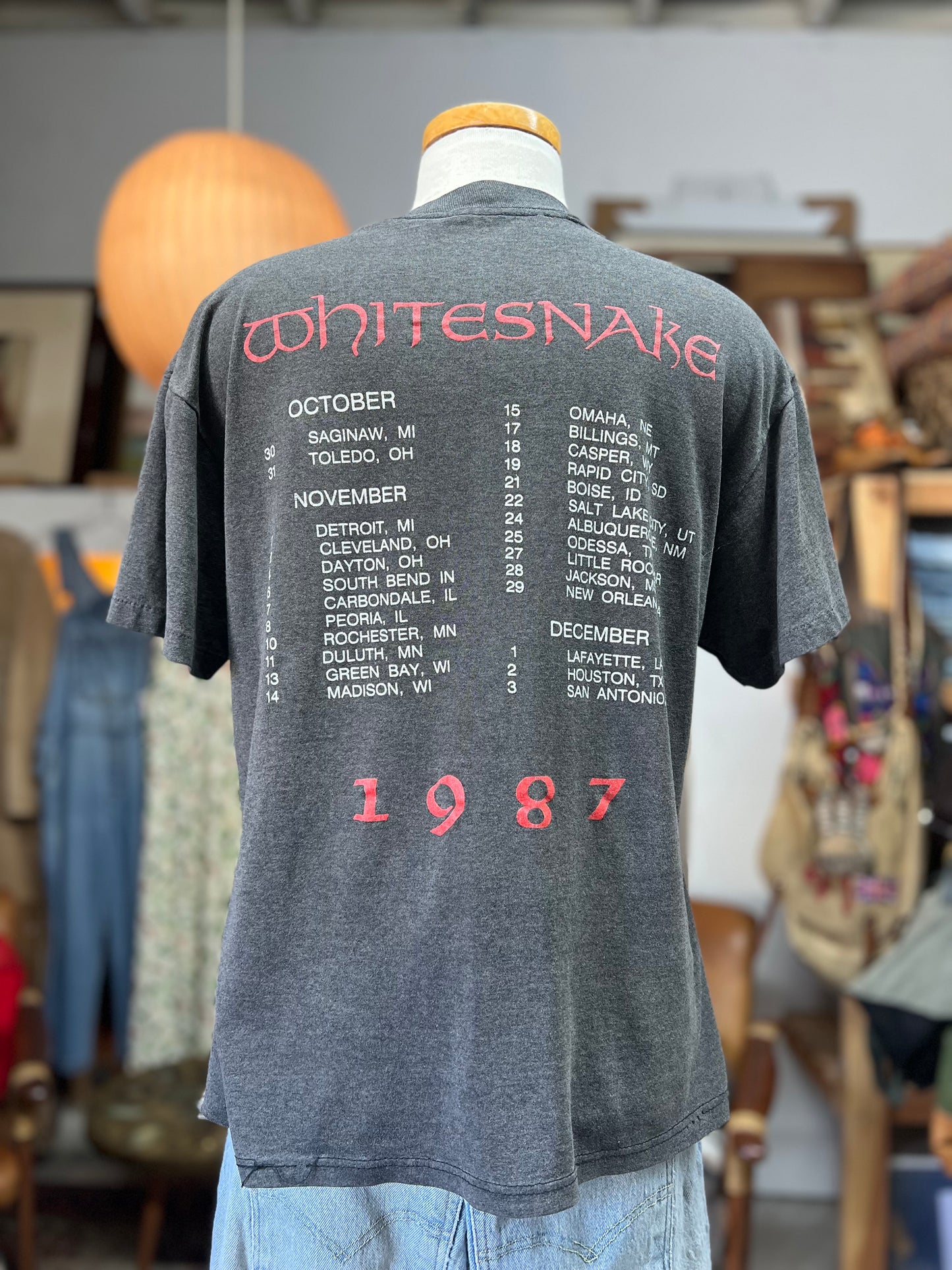 Vintage Whitesnake 1987 Single Stitch Double Sided Rock Tee Worn To Perfection L