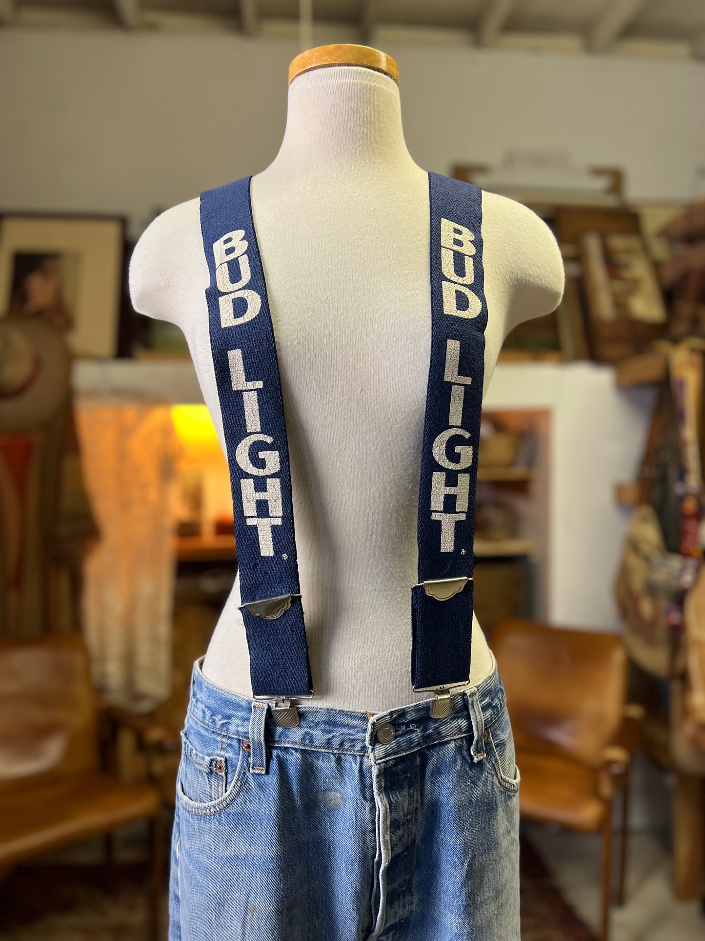 Vintage 80’s Budweiser Bud Light Adjustable Suspenders