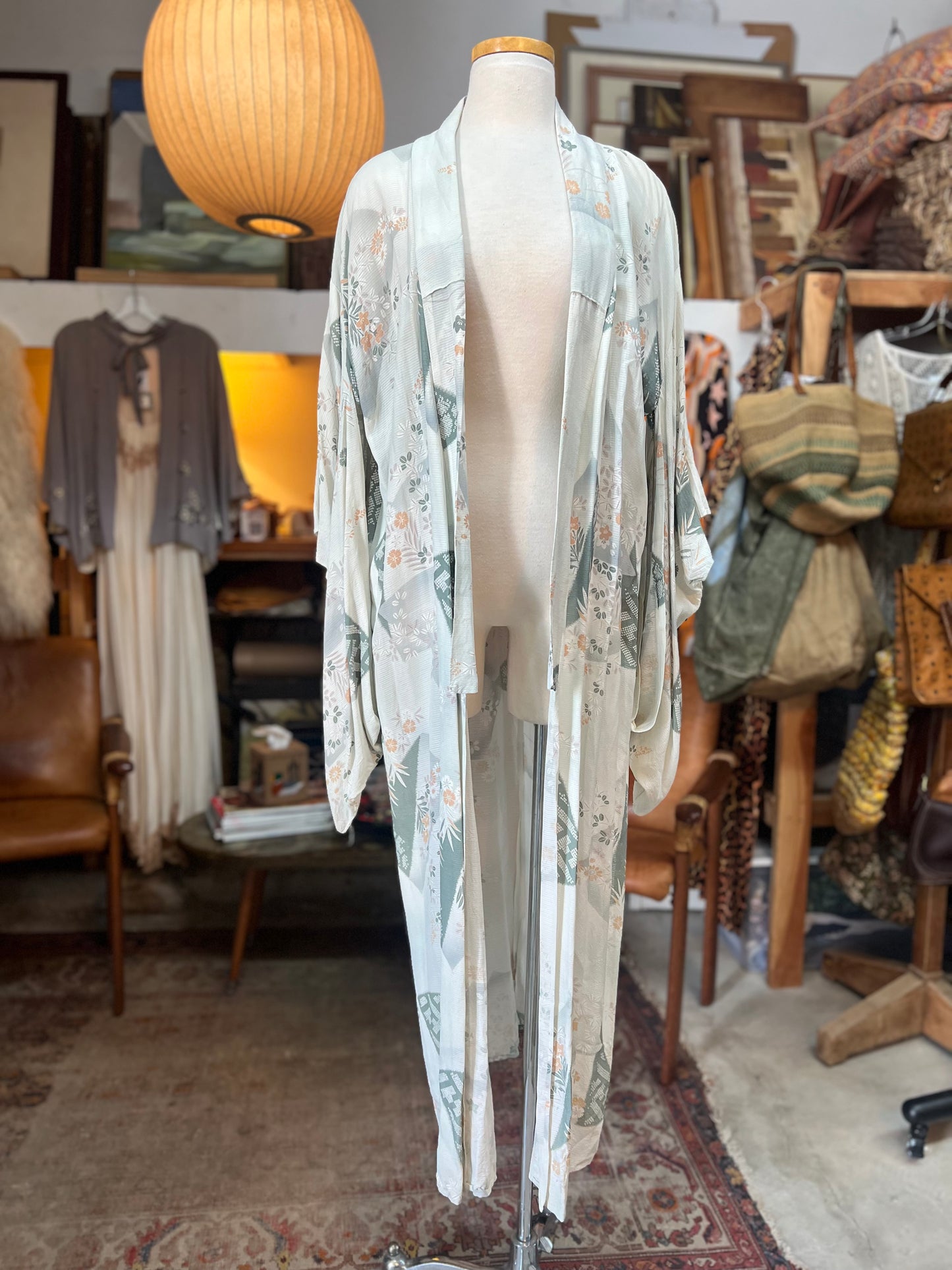 Vintage 1960’s Handmade Abstract Floral Kimono O/S