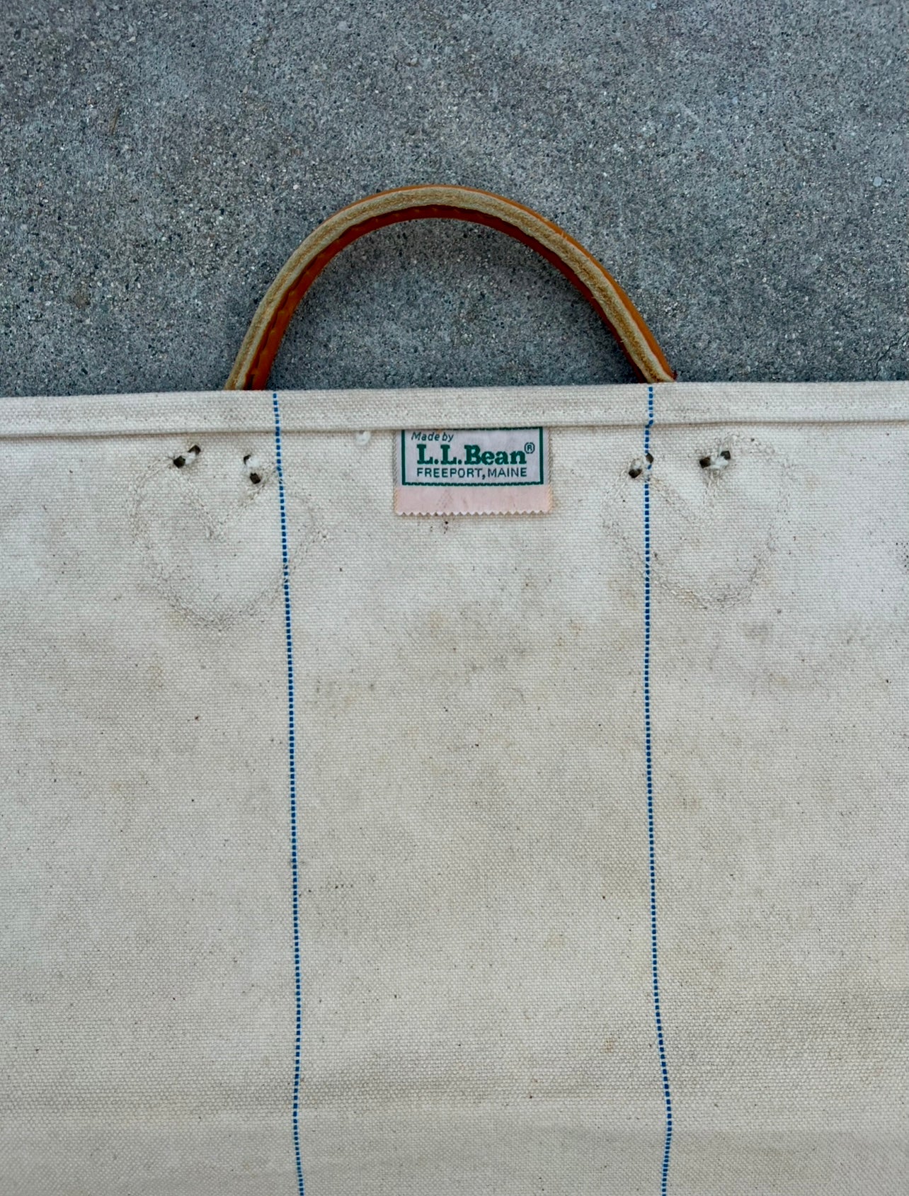 Vintage 80’s LL Bean Canvas & Lether Handle Firewood Carrier Tote