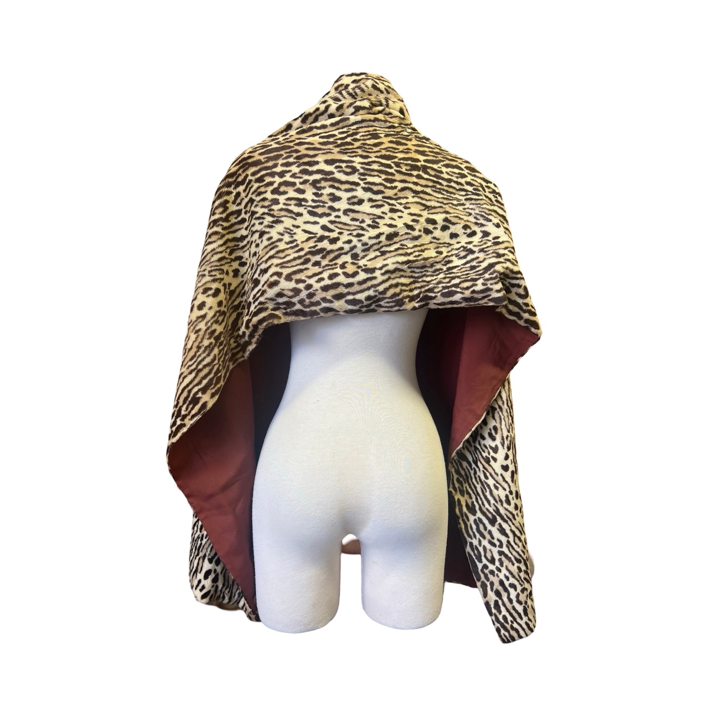 Vintage 60’s Handmade Oversized Velvet & Silk Leopard Print Scarf Shawl