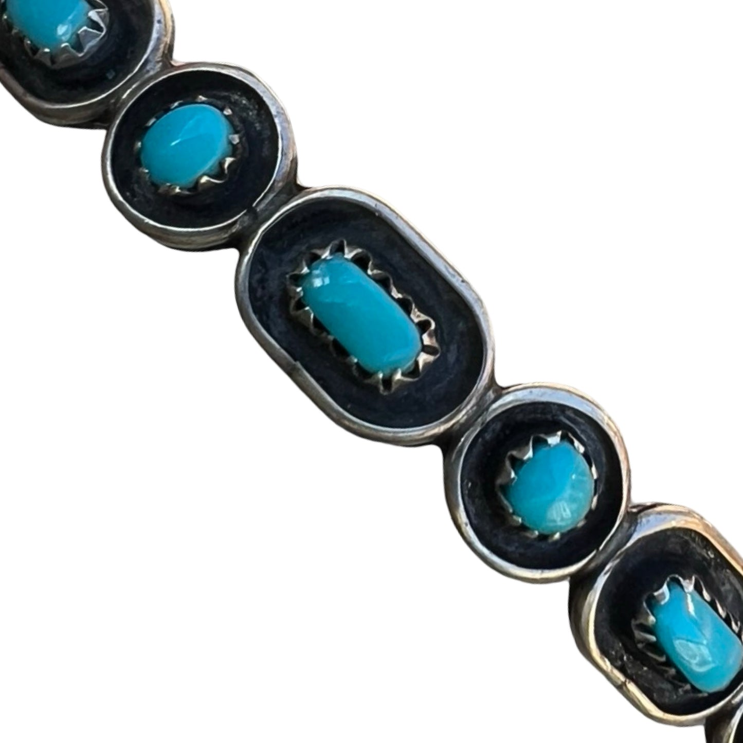 Vintage Zuni Native American Turquoise Sterling Silver Bangle