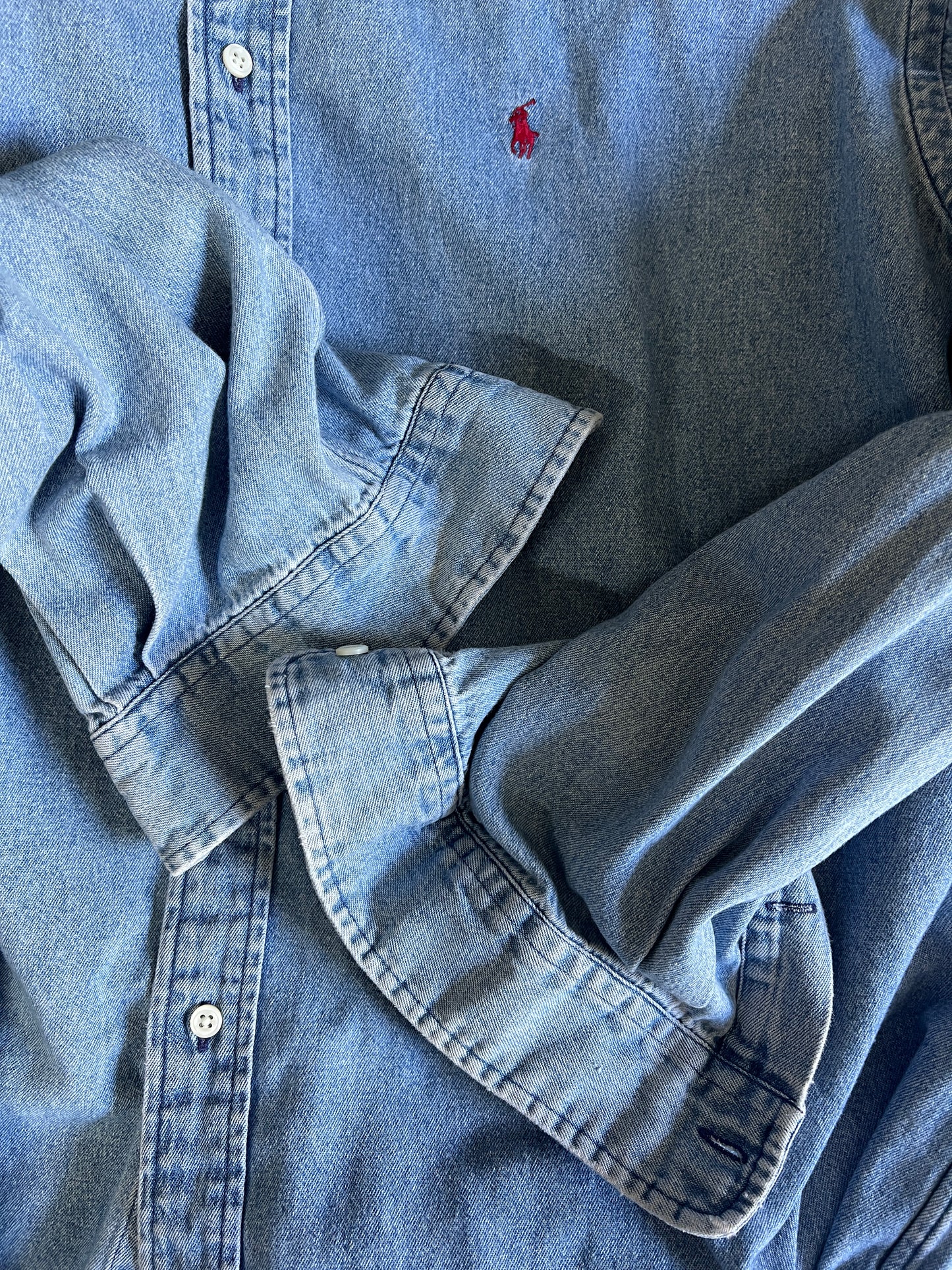 Vintage 80’s Polo Ralph Lauren Blaire Red Pony Denim Shirt XXL