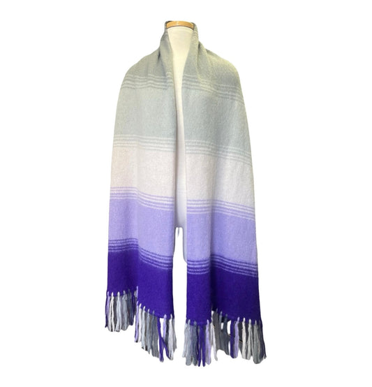 Vintage Rare Emilio Pucci Oversized Mohair Ombré Stripe Fringe Trim Scarf