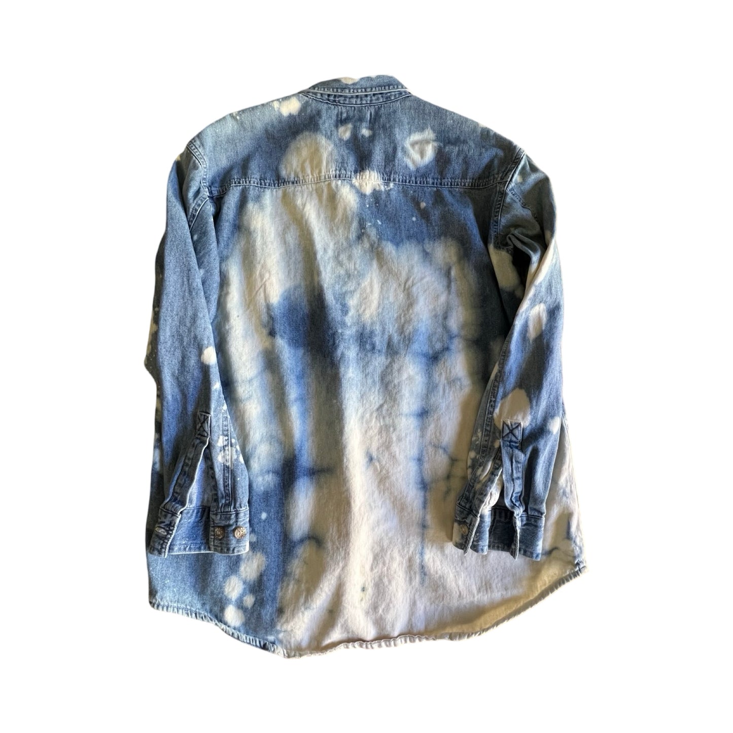 Vintage 80’s/90’s North Crest Allover Bleached Button Down Denim Shirt L