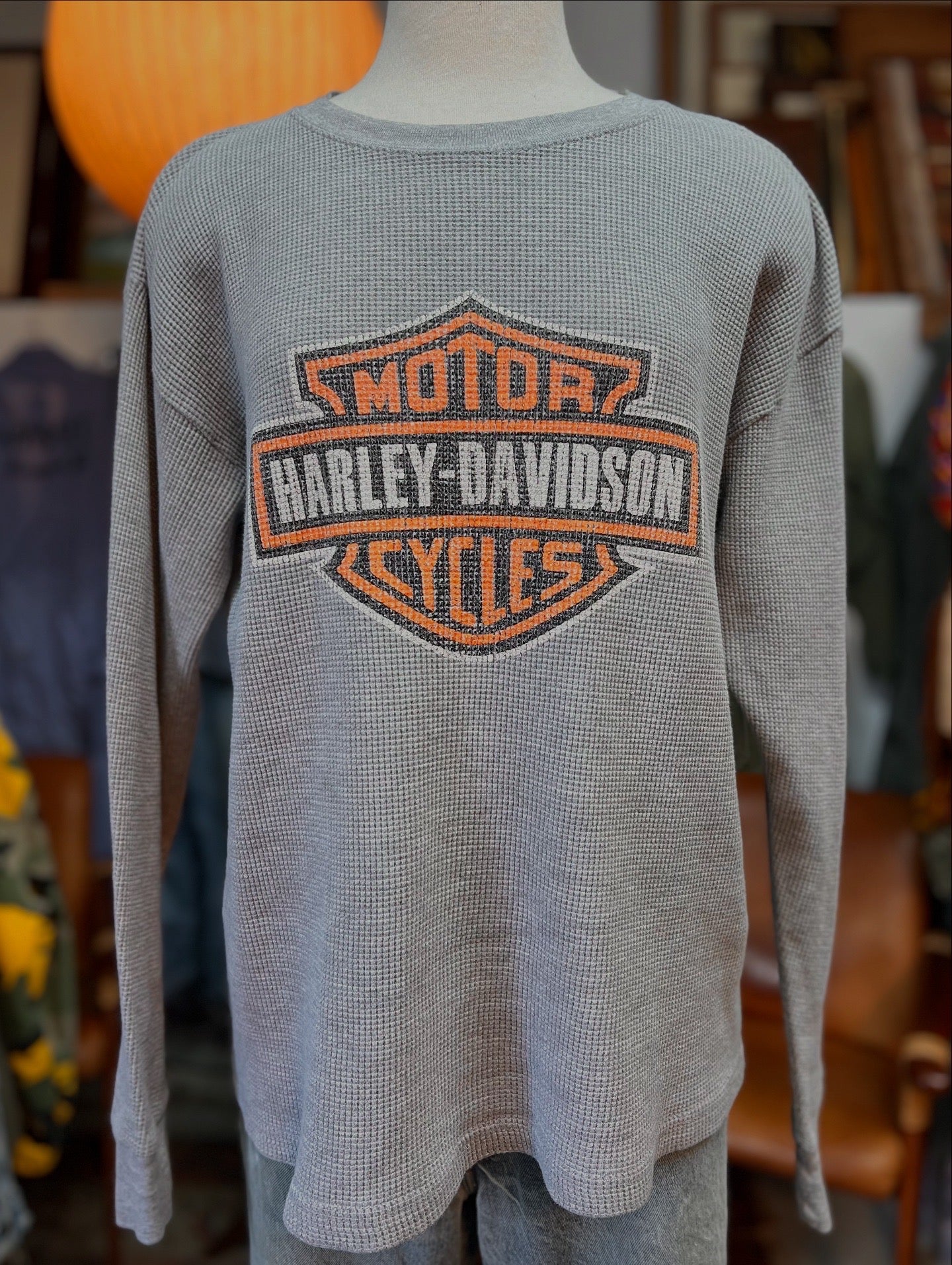 Vintage Rare Bootleg Harley Davidson Big Logo Thermal 2XL