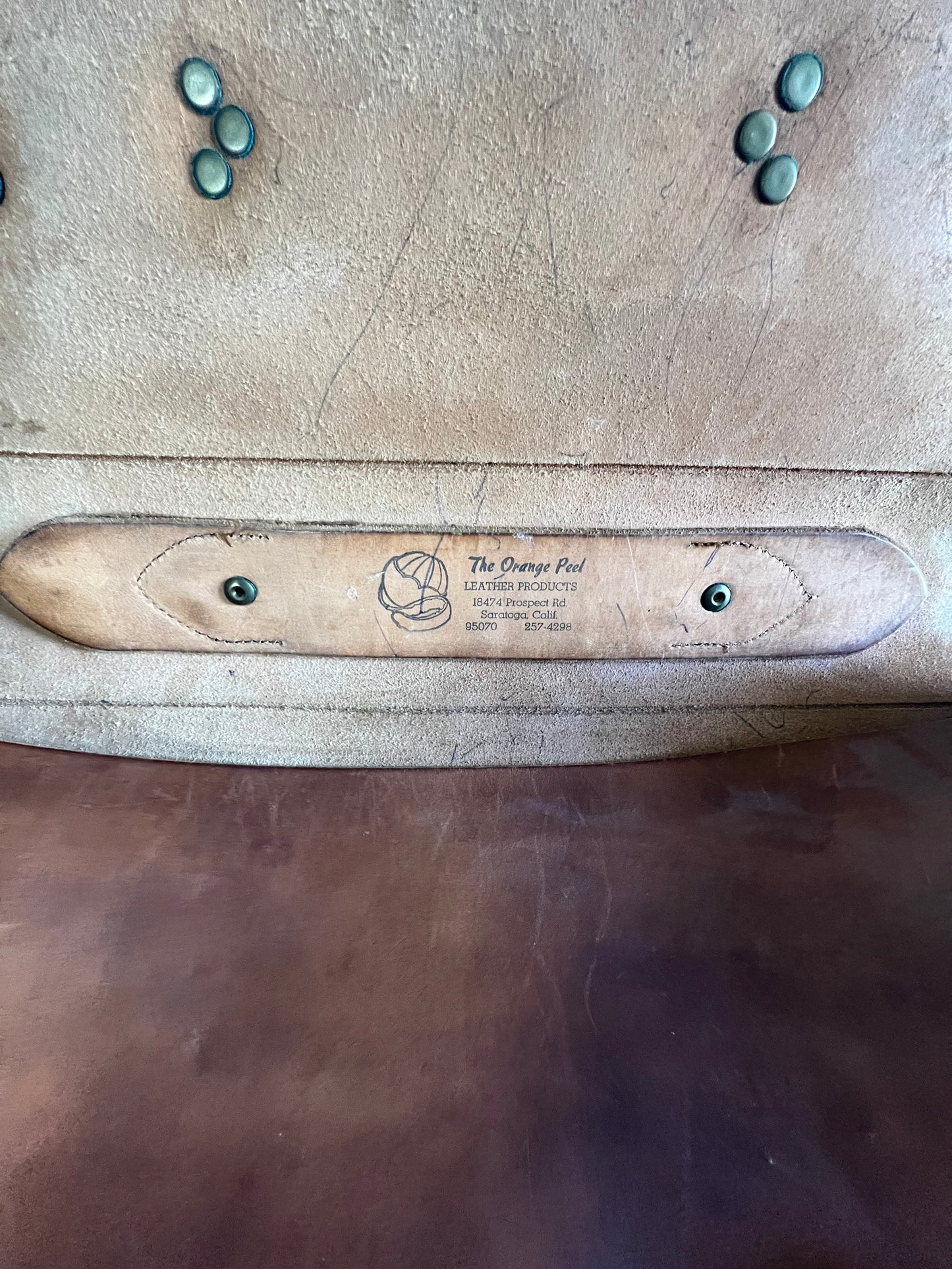 Vintage 70’s Handmade Tooled Leather Messenger Briefcase Brass Hardware