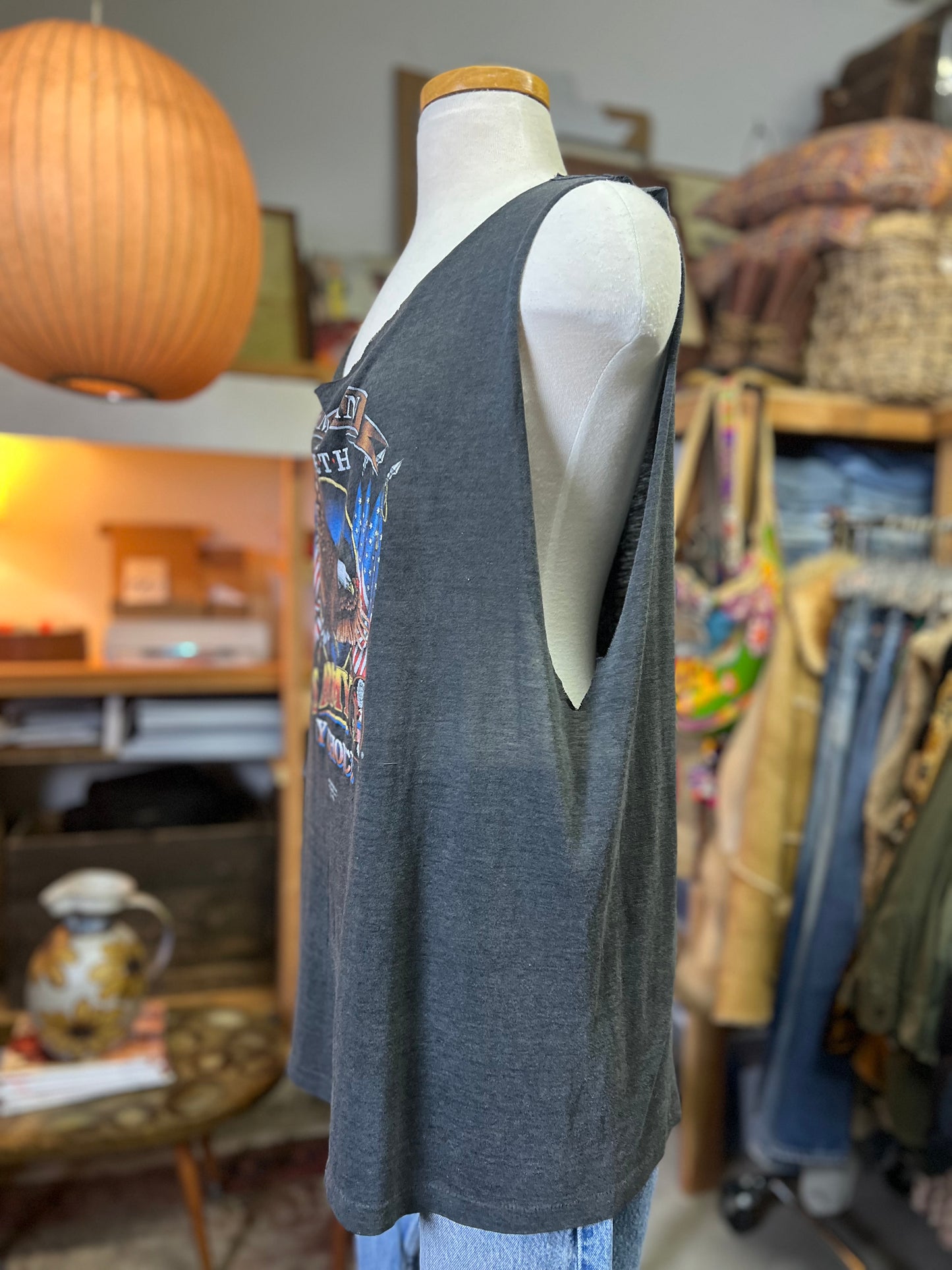 Vintage 1988 “American By Birth US Army By Choice” Cut Off Single Stitch Tank T-Shirt L