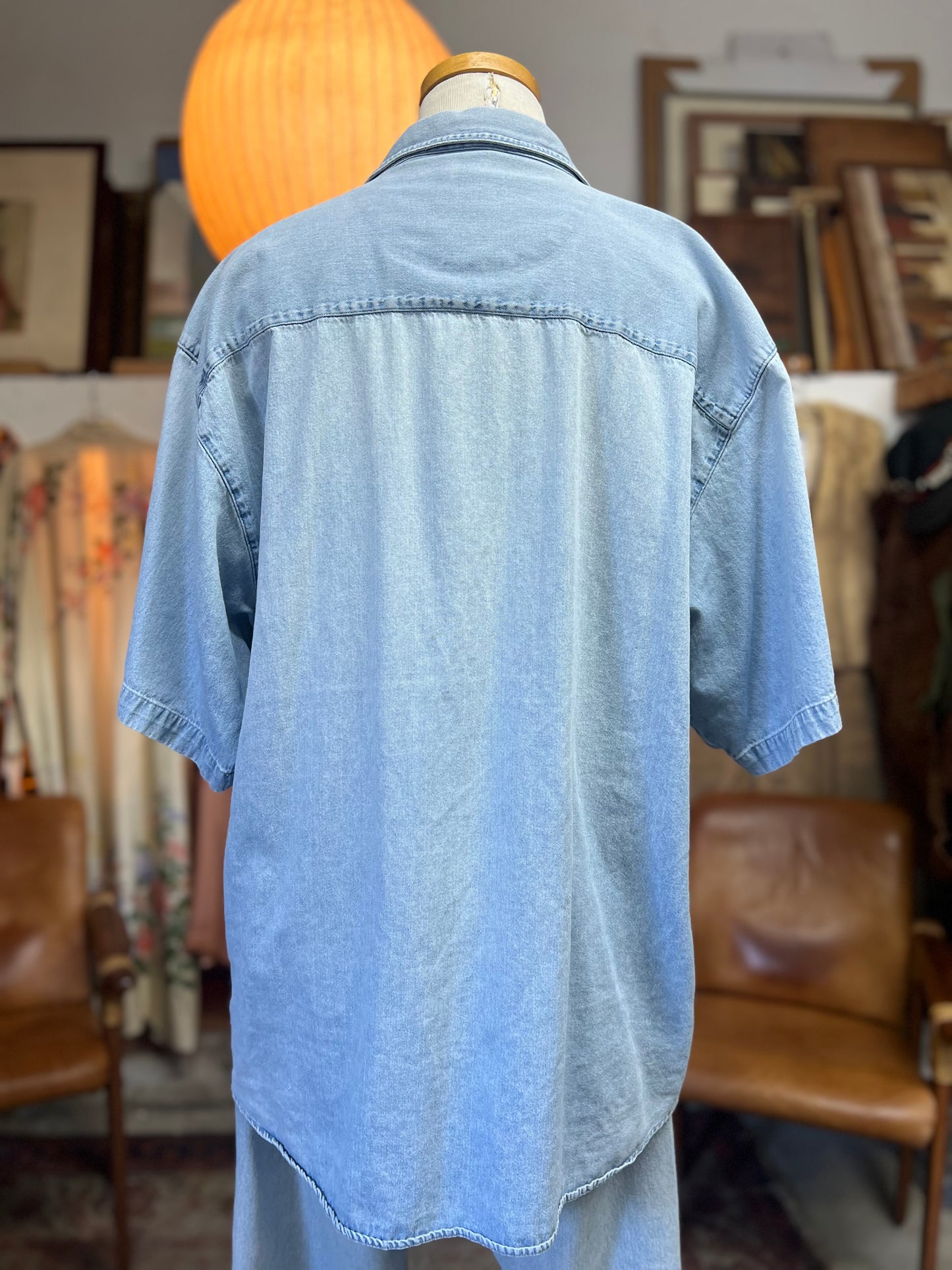 Vintage 80’s Bugle Boy Oversized S/S Faded Soft Denim Shirt XXL