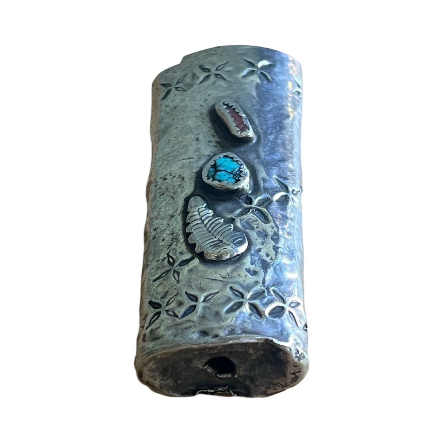 Vintage Navajo Sterling Silver, Turquoise and Coral Lighter Cover