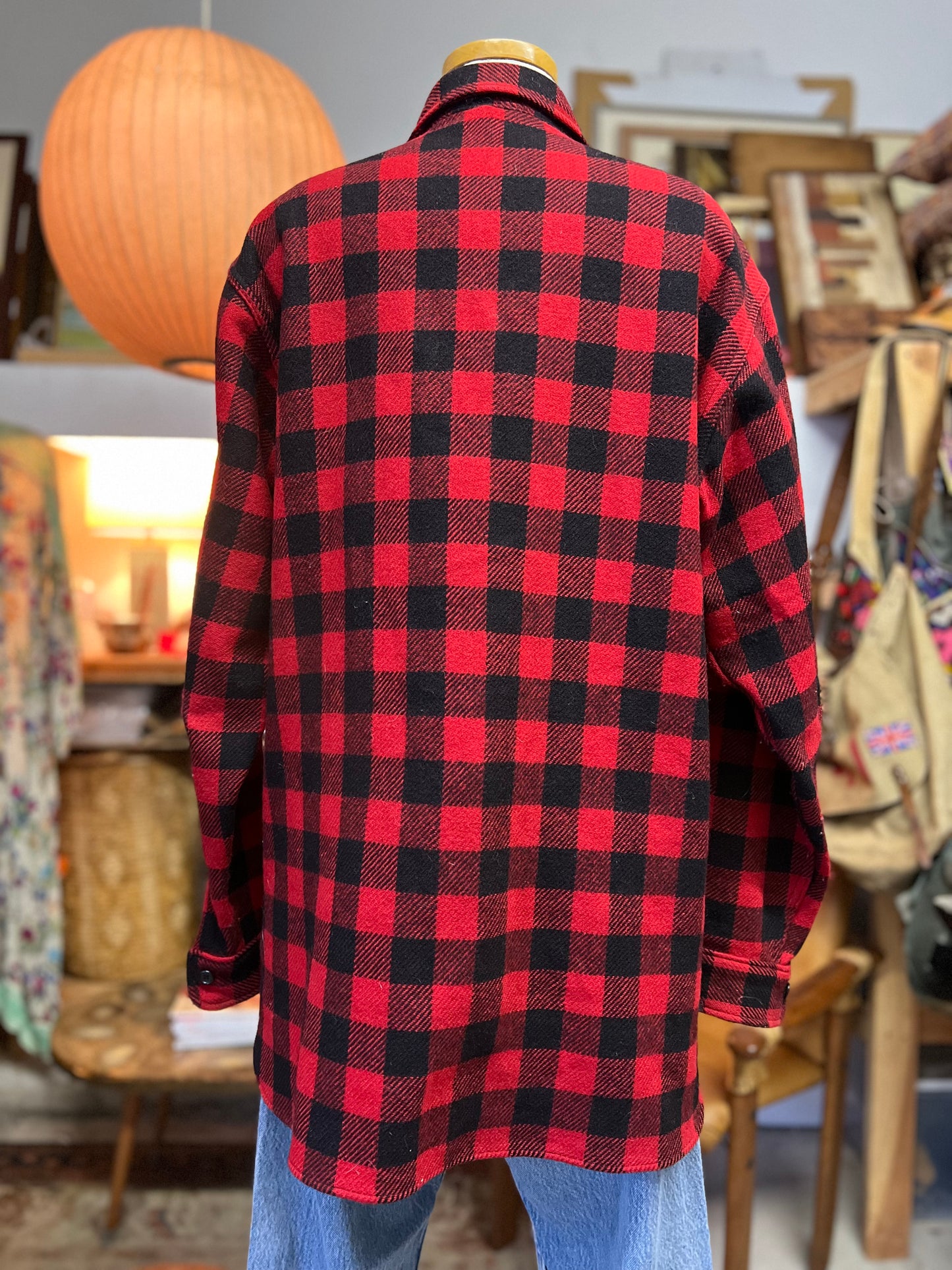 Vintage 80’s LL Bean Old Friends Wool Buffalo Plaid Shirt Jacket XL/Tall