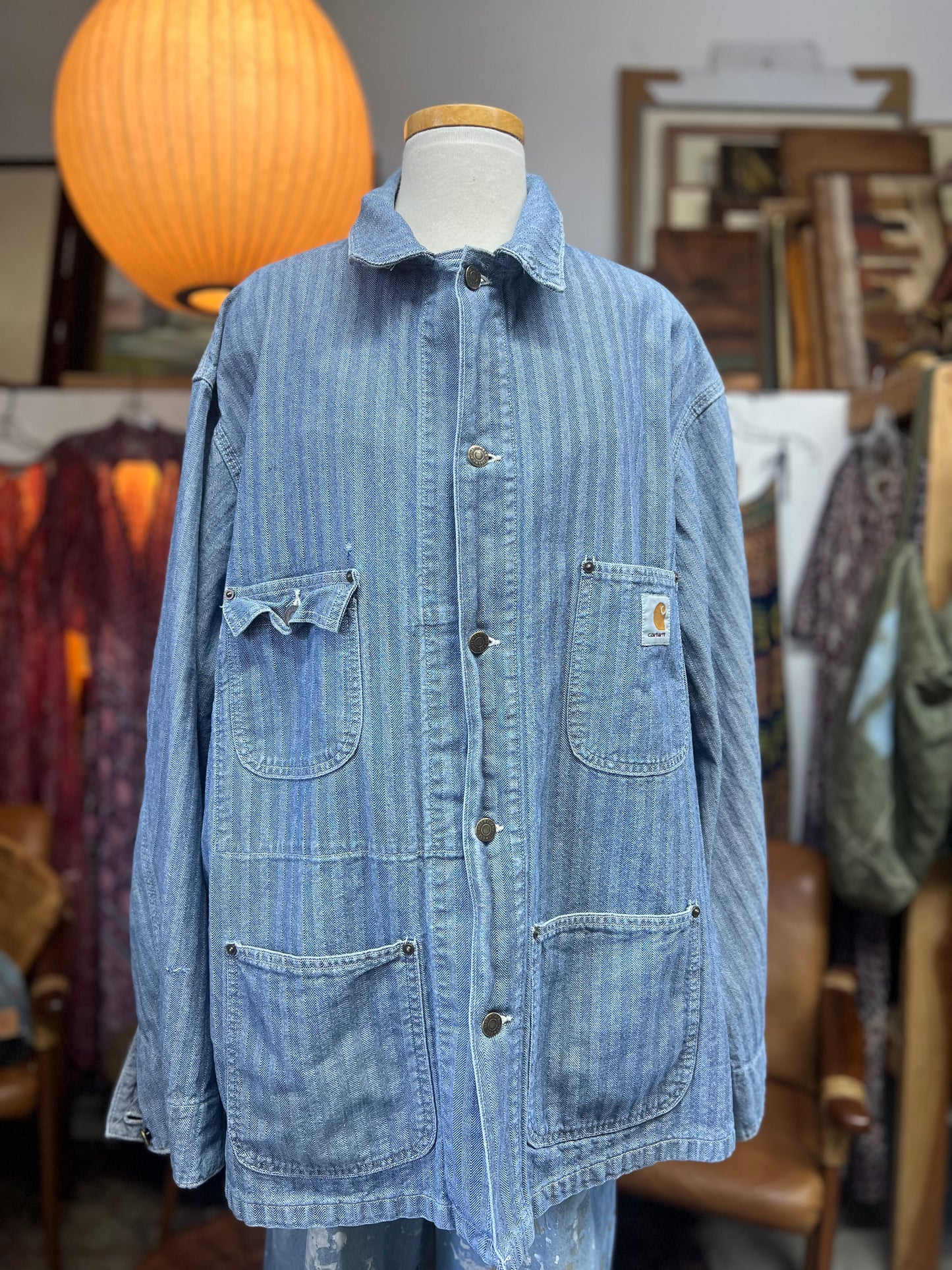 Rare 1994 Carhartt Herringbone Denim Chore Coat XL/XXL