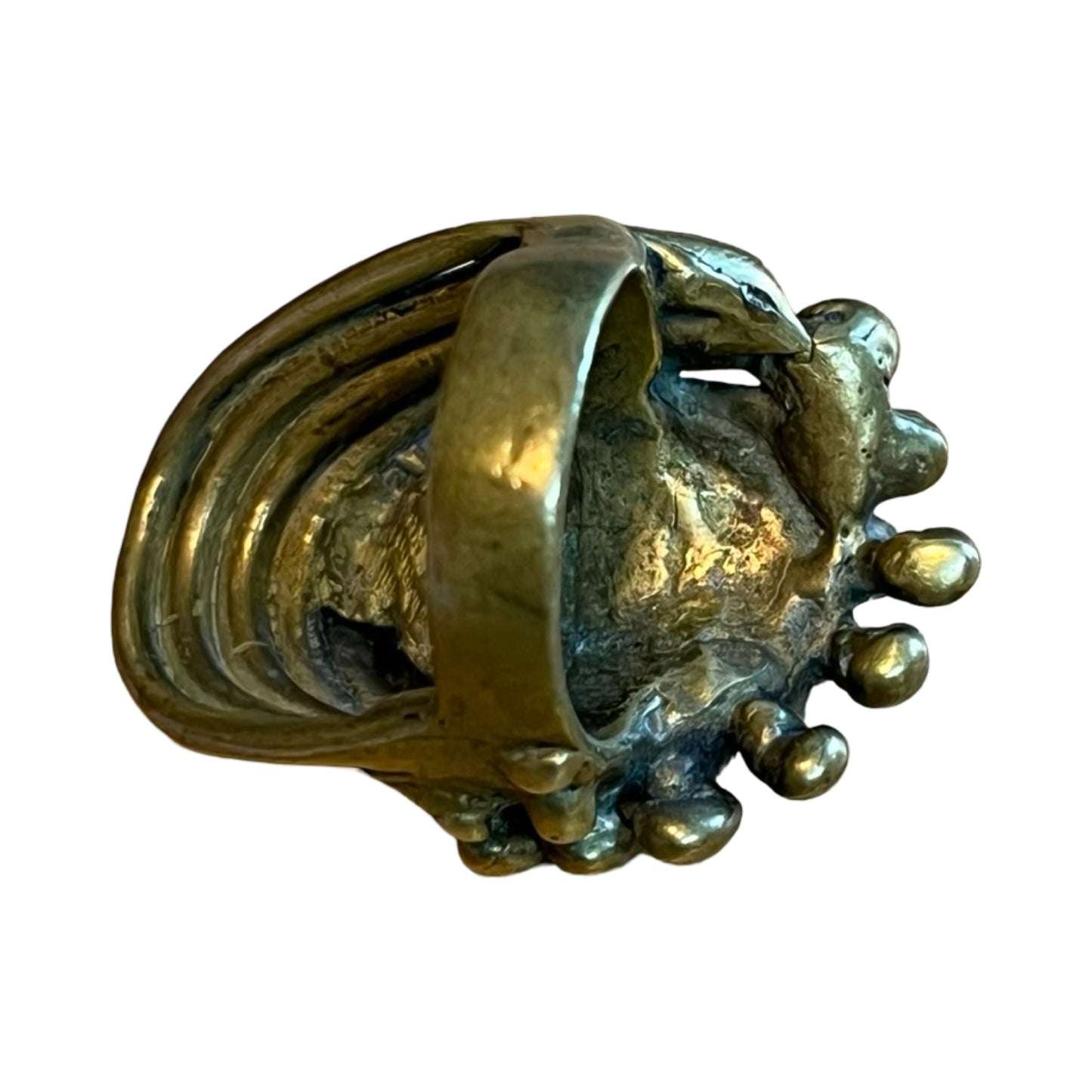 Vintage 60’s Modernist Brass Onyx Ring 6